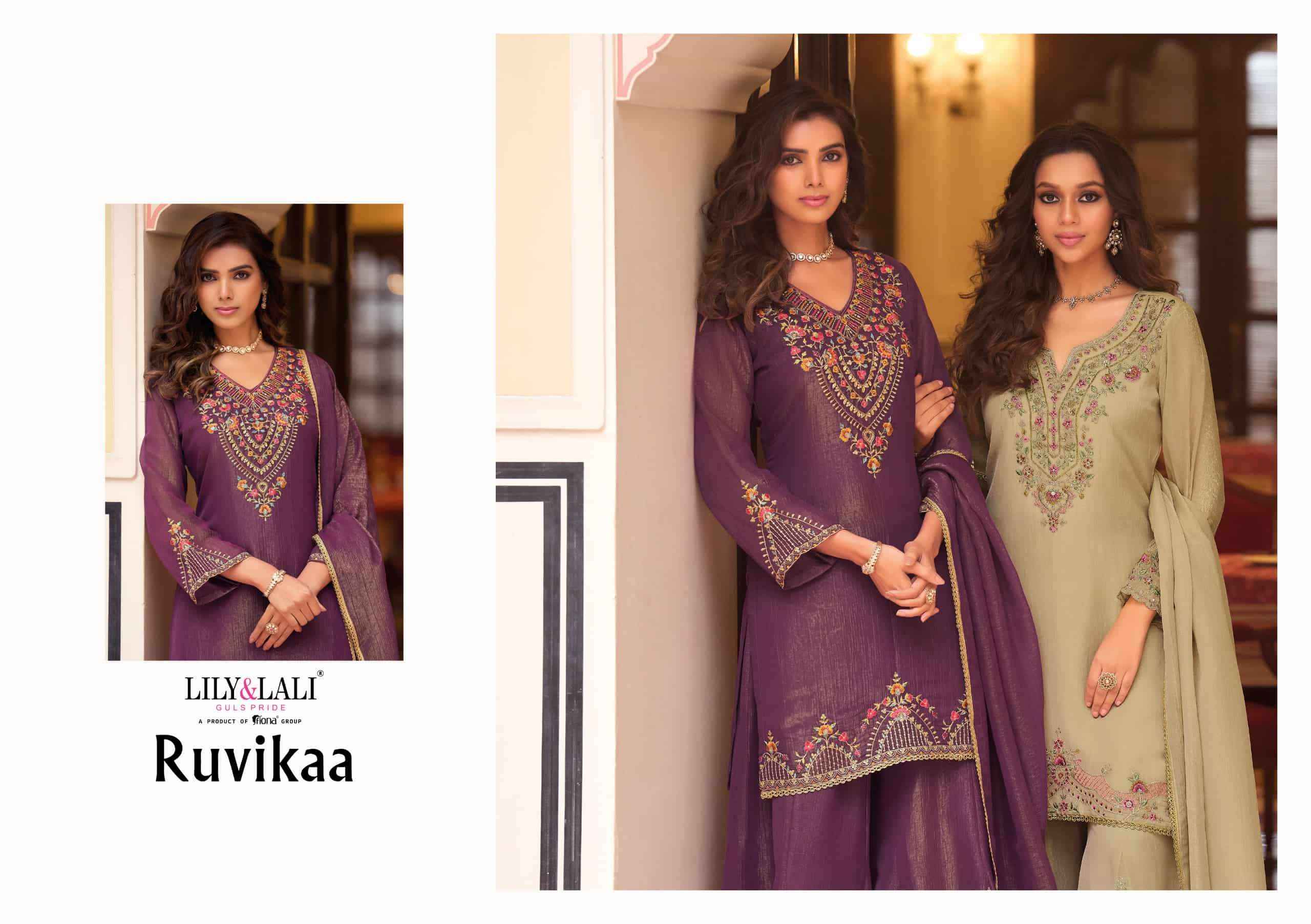 Lily And Lali Ruvikaa Exclusive Designer Palazzo Dress Latest Wholesale Rate ( 4 Pcs Catalog )