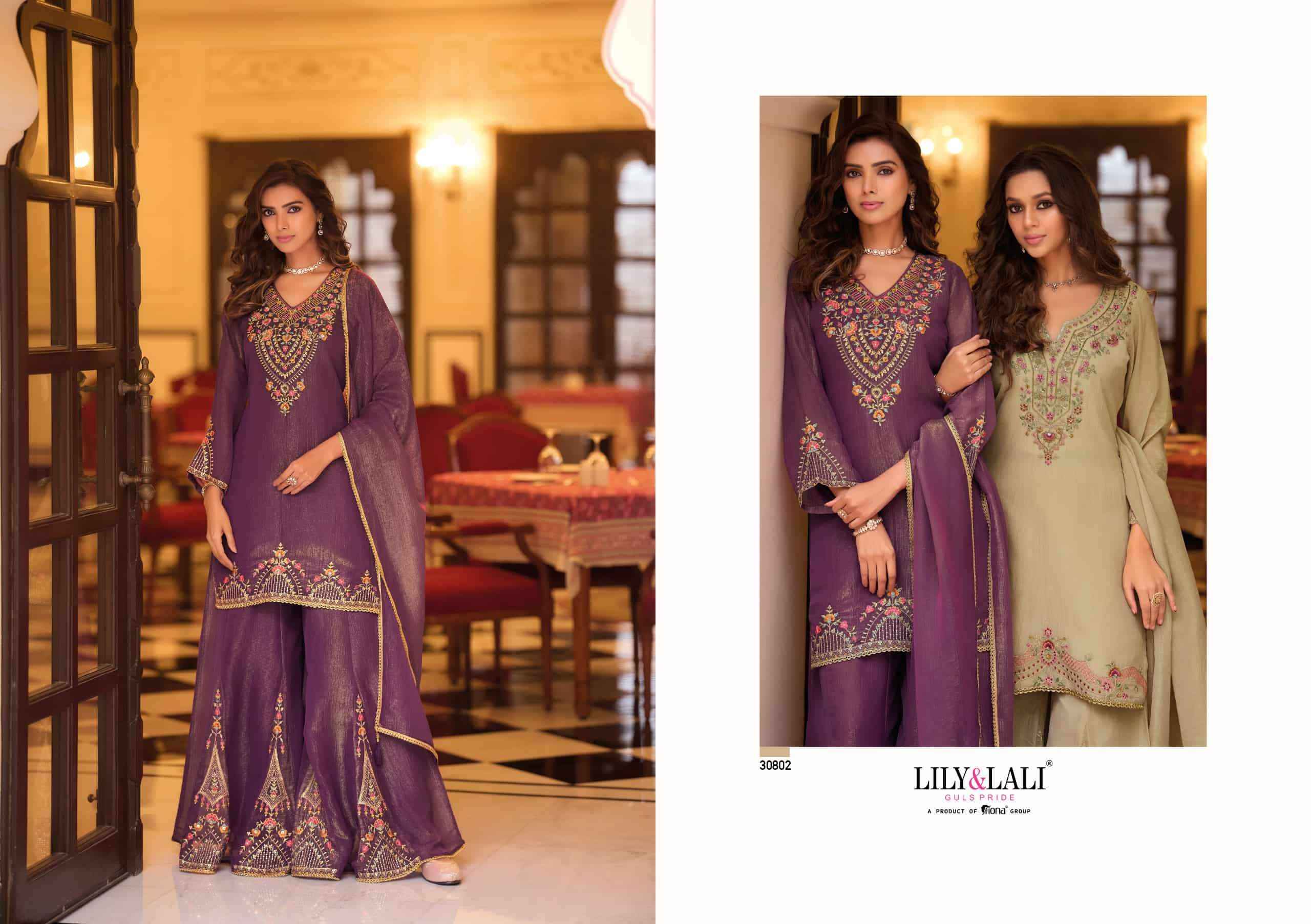 Lily And Lali Ruvikaa Exclusive Designer Palazzo Dress Latest Wholesale Rate ( 4 Pcs Catalog )