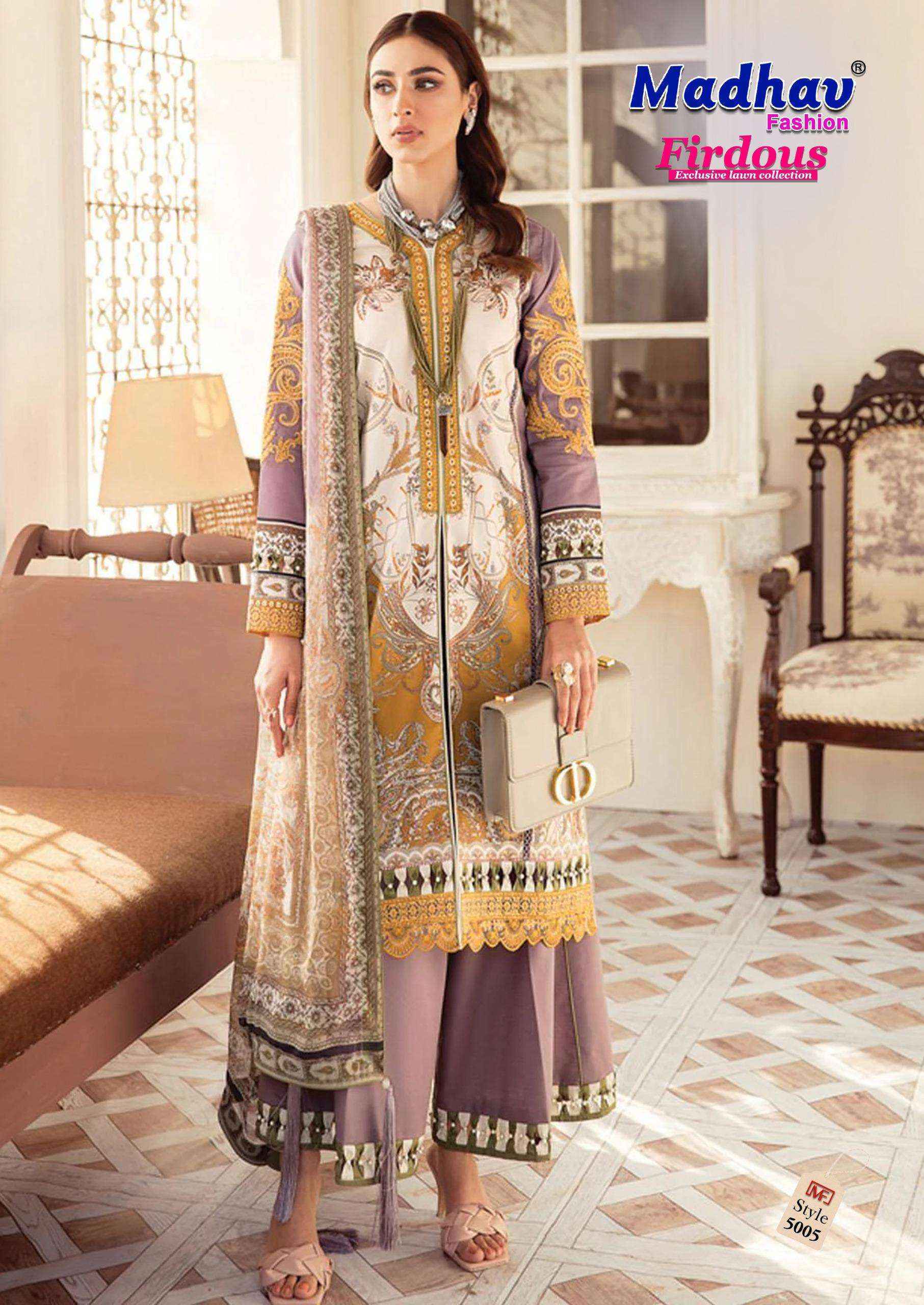 Madhav Fashion Firdous Vol 5 Cotton Salwar Kameez Wholesale Rate ( 6 Pcs Catalog )