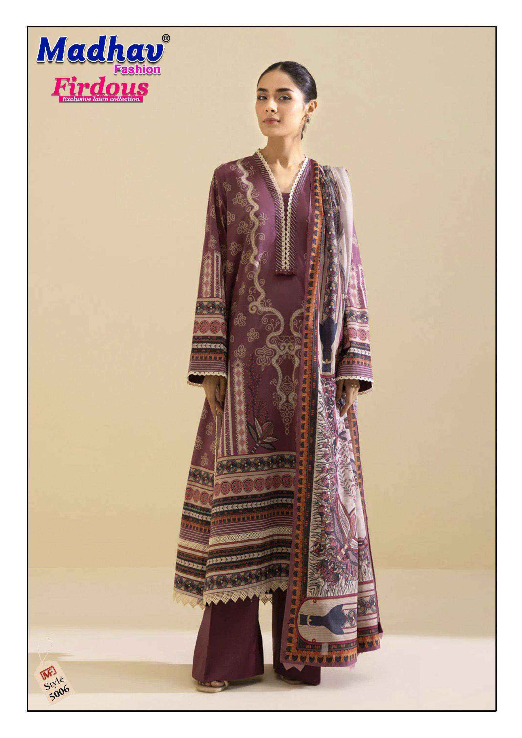 Madhav Fashion Firdous Vol 5 Cotton Salwar Kameez Wholesale Rate ( 6 Pcs Catalog )