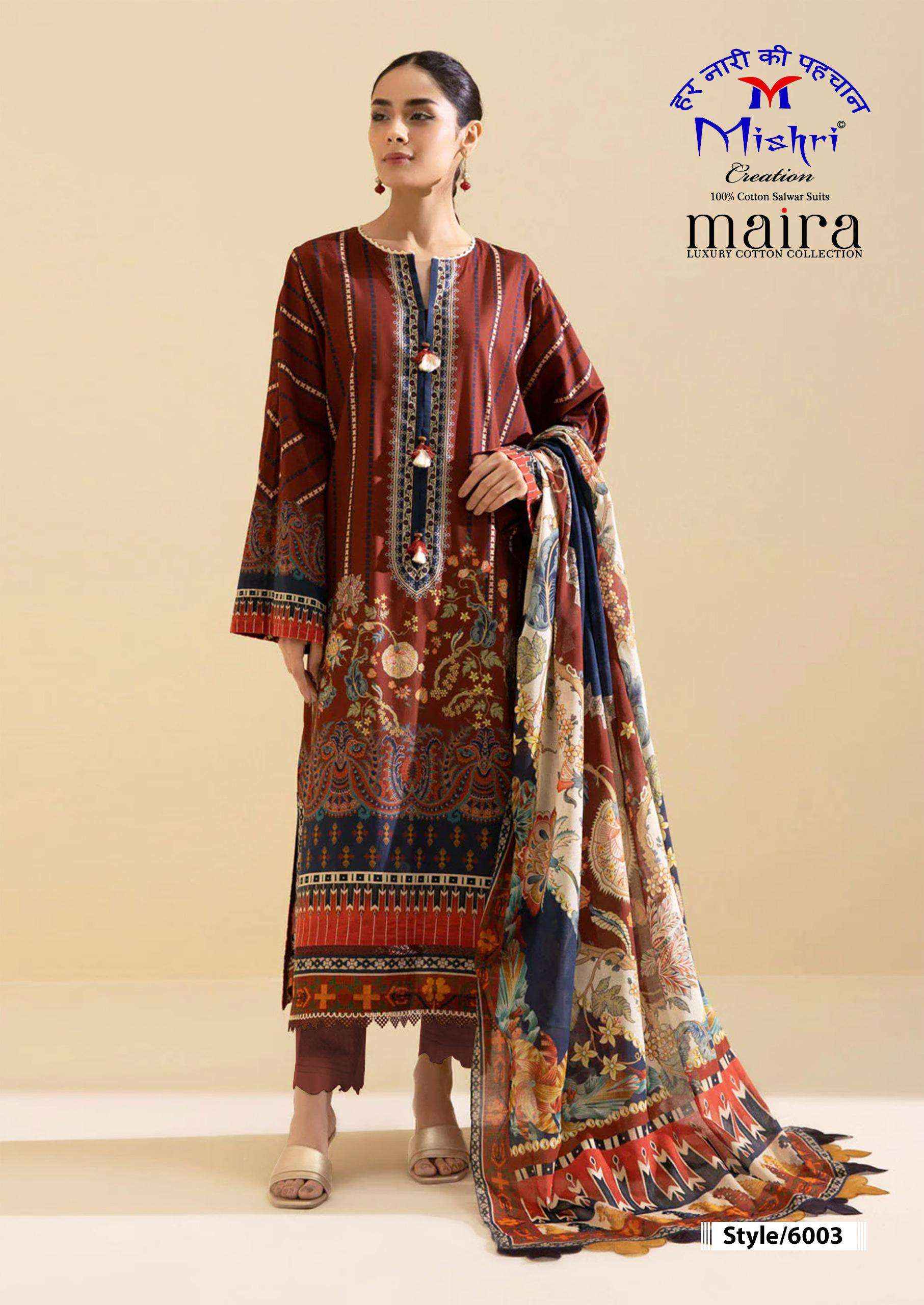 Mishri Maira Vol 6 Fancy Cotton Ladies Salwar Kameez Wholesale Rate ( 6 Pcs Catalog )