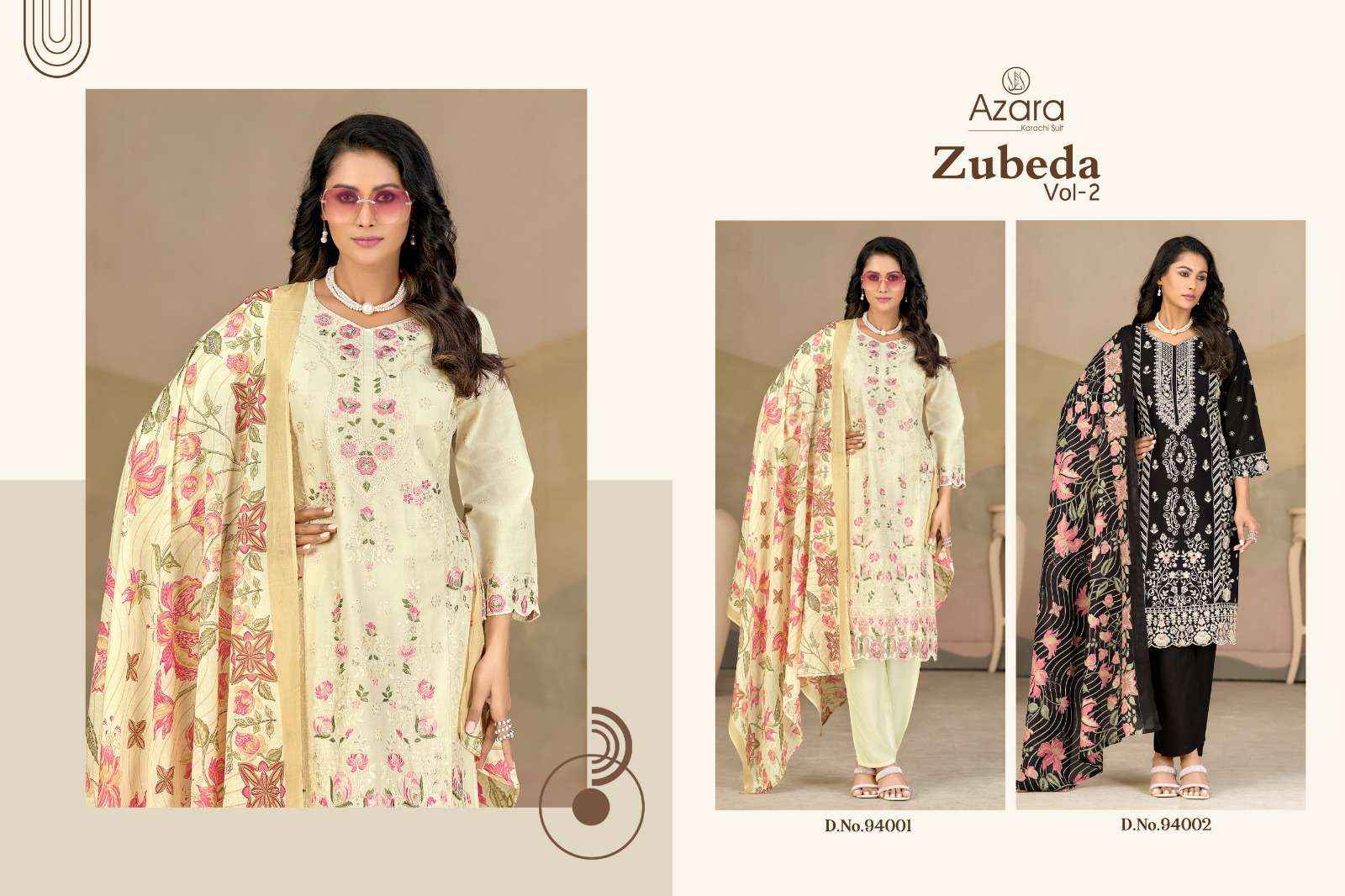 Radhika Azara Zubeda Vol 2 Pure Lawn Cotton Dress Material Wholesale Price (2 Pcs Catalogue )