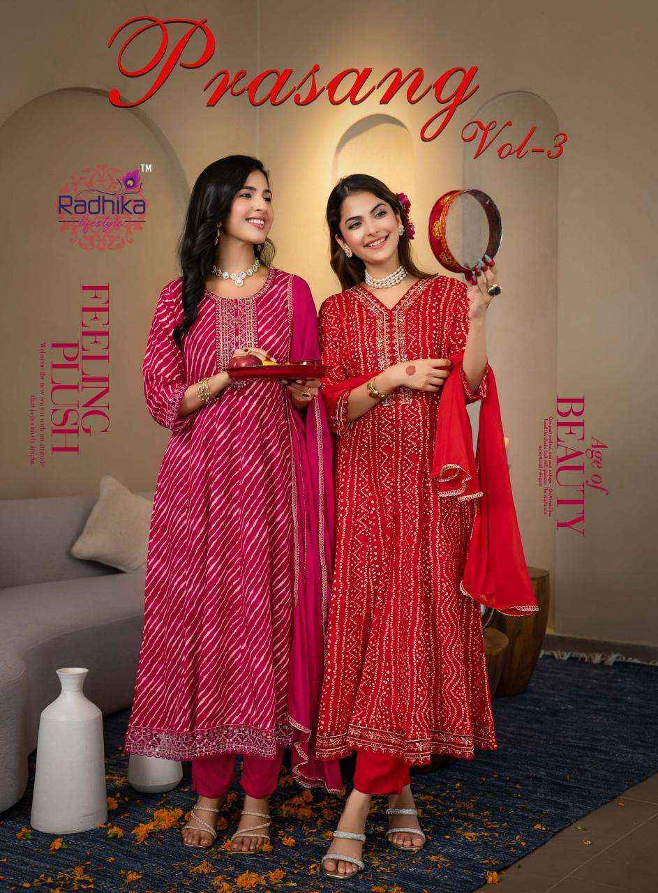 Radhika Lifestyle Prasang Vol 3 Havy Reyon Foil Anarkali Suiots Wholesale Price ( 6 Pcs Catalogue )