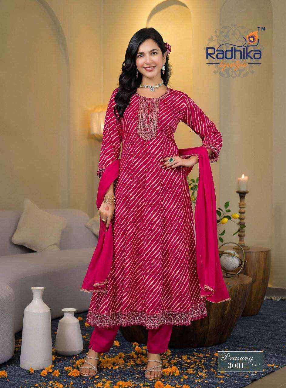 Radhika Lifestyle Prasang Vol 3 Havy Reyon Foil Anarkali Suiots Wholesale Price ( 6 Pcs Catalogue )