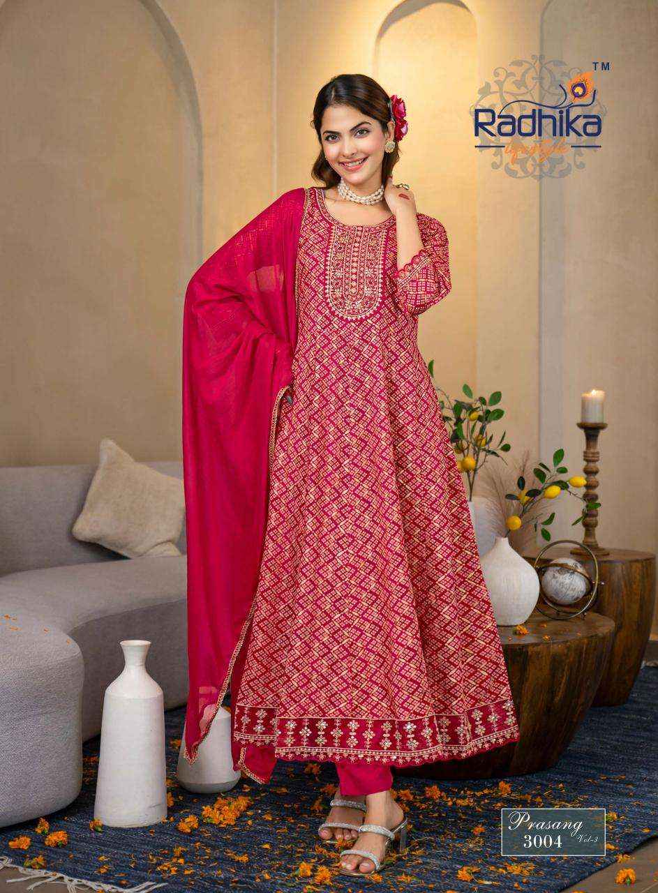 Radhika Lifestyle Prasang Vol 3 Havy Reyon Foil Anarkali Suiots Wholesale Price ( 6 Pcs Catalogue )