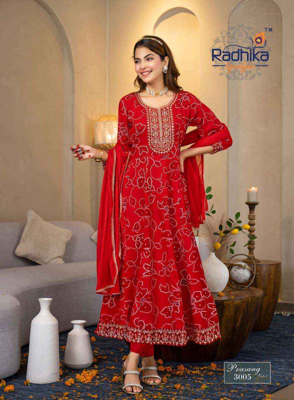 Radhika Lifestyle Prasang Vol 3 Havy Reyon Foil Anarkali Suiots Wholesale Price ( 6 Pcs Catalogue )
