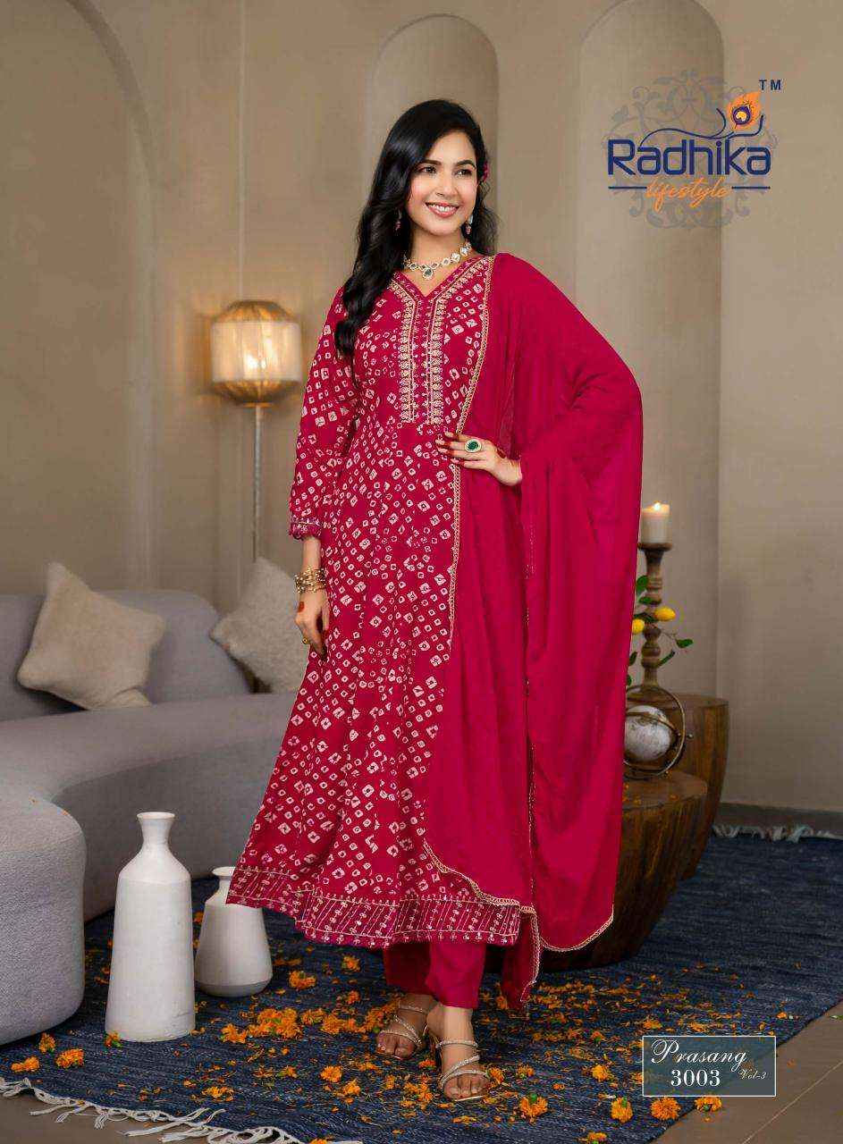 Radhika Lifestyle Prasang Vol 3 Havy Reyon Foil Anarkali Suiots Wholesale Price ( 6 Pcs Catalogue )