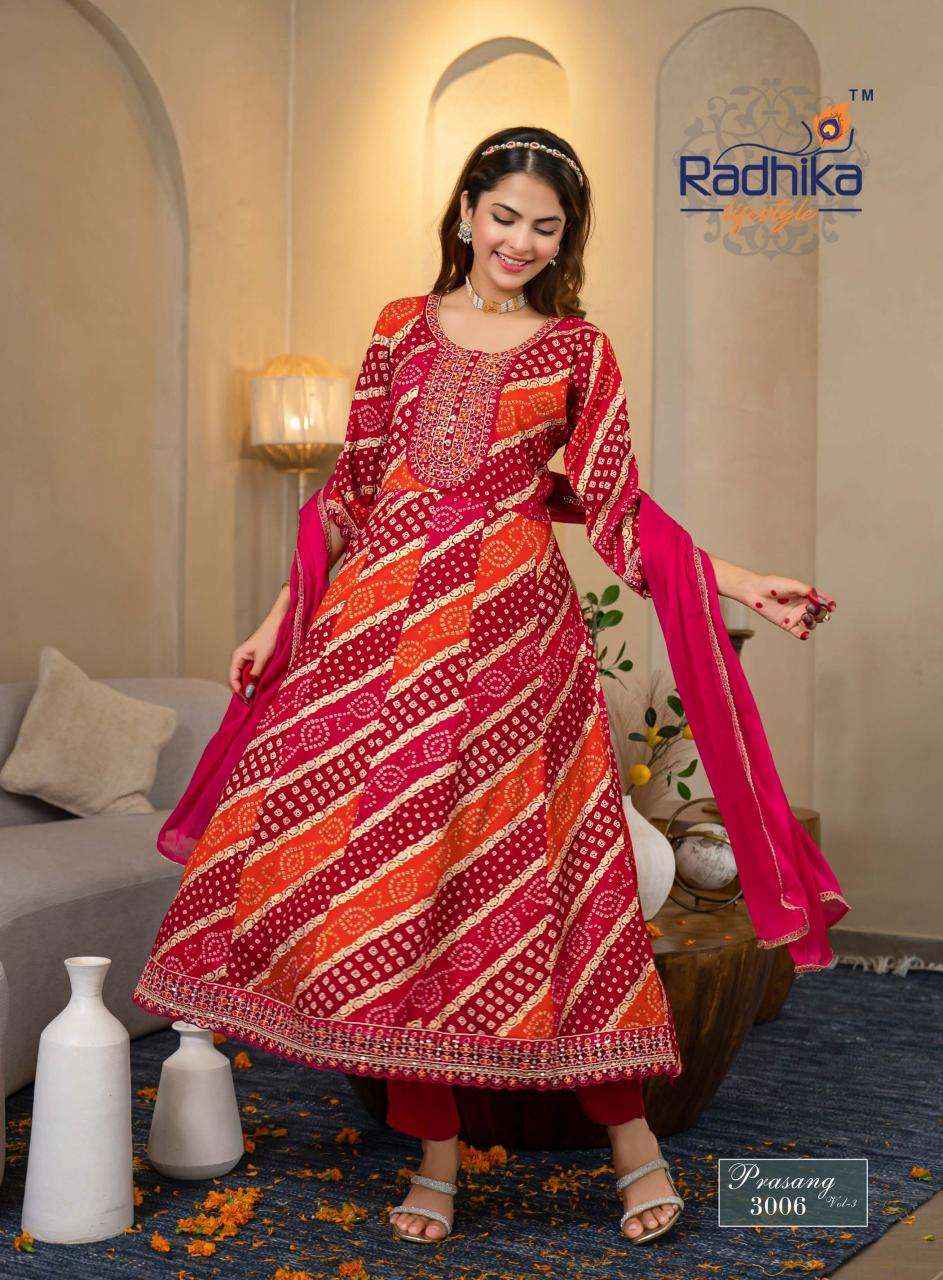 Radhika Lifestyle Prasang Vol 3 Havy Reyon Foil Anarkali Suiots Wholesale Price ( 6 Pcs Catalogue )