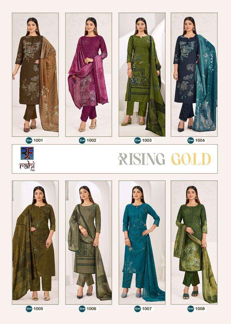 Rahi Fab Rising Gold Vol 1 Fancy Cotton Salwar Kameez Wholesale Rate ( 8 Pcs Catalog )