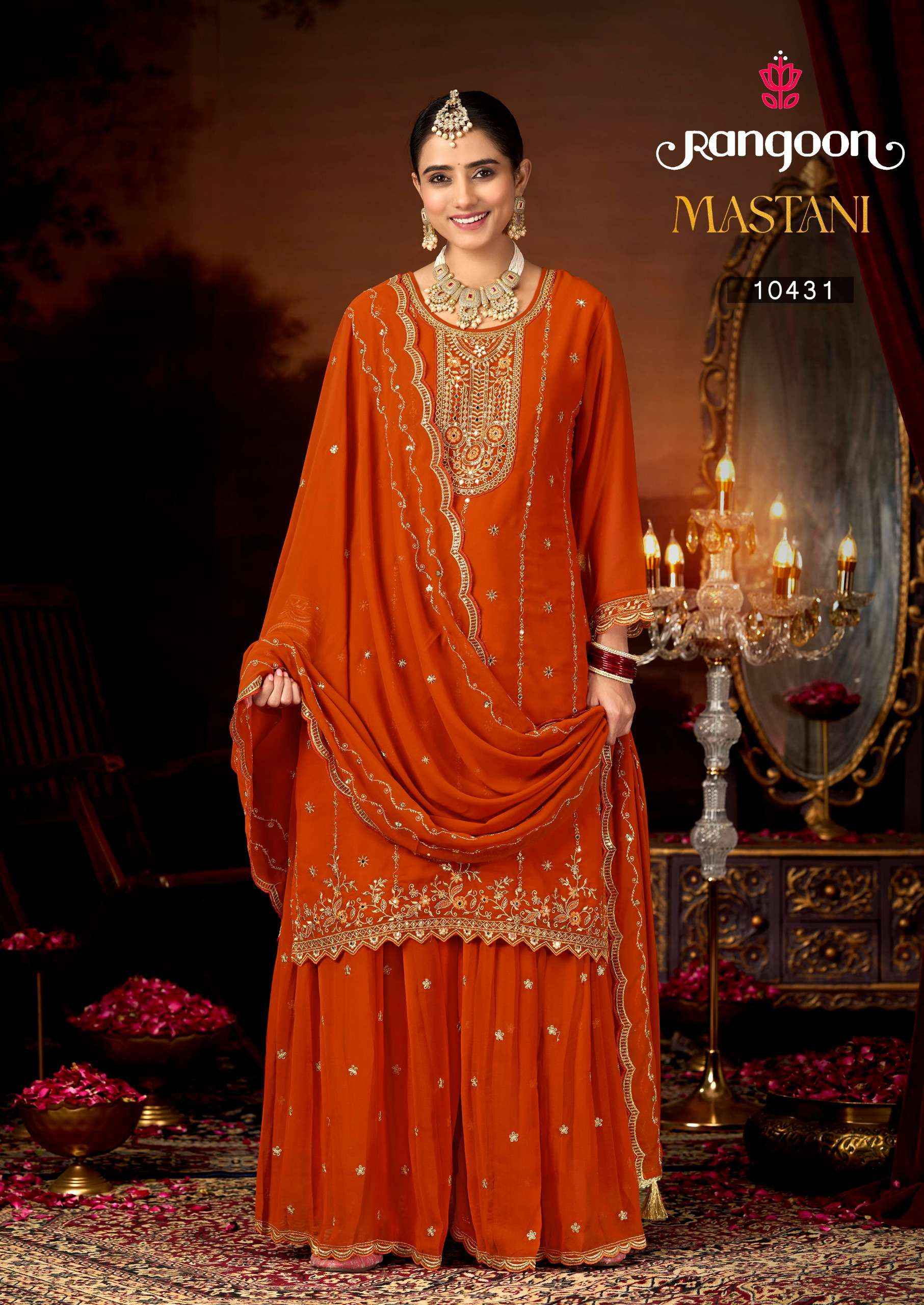 Rangoon Mastani Designer Sharara Dress Wholesale Rate ( 4 Pcs Catalog )
