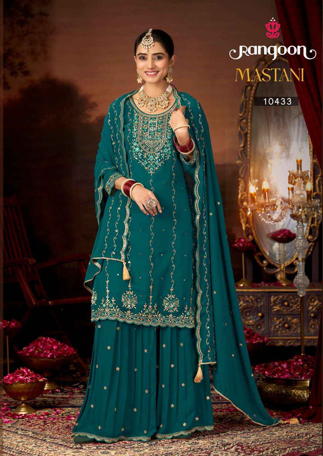 Rangoon Mastani Designer Sharara Dress Wholesale Rate ( 4 Pcs Catalog )