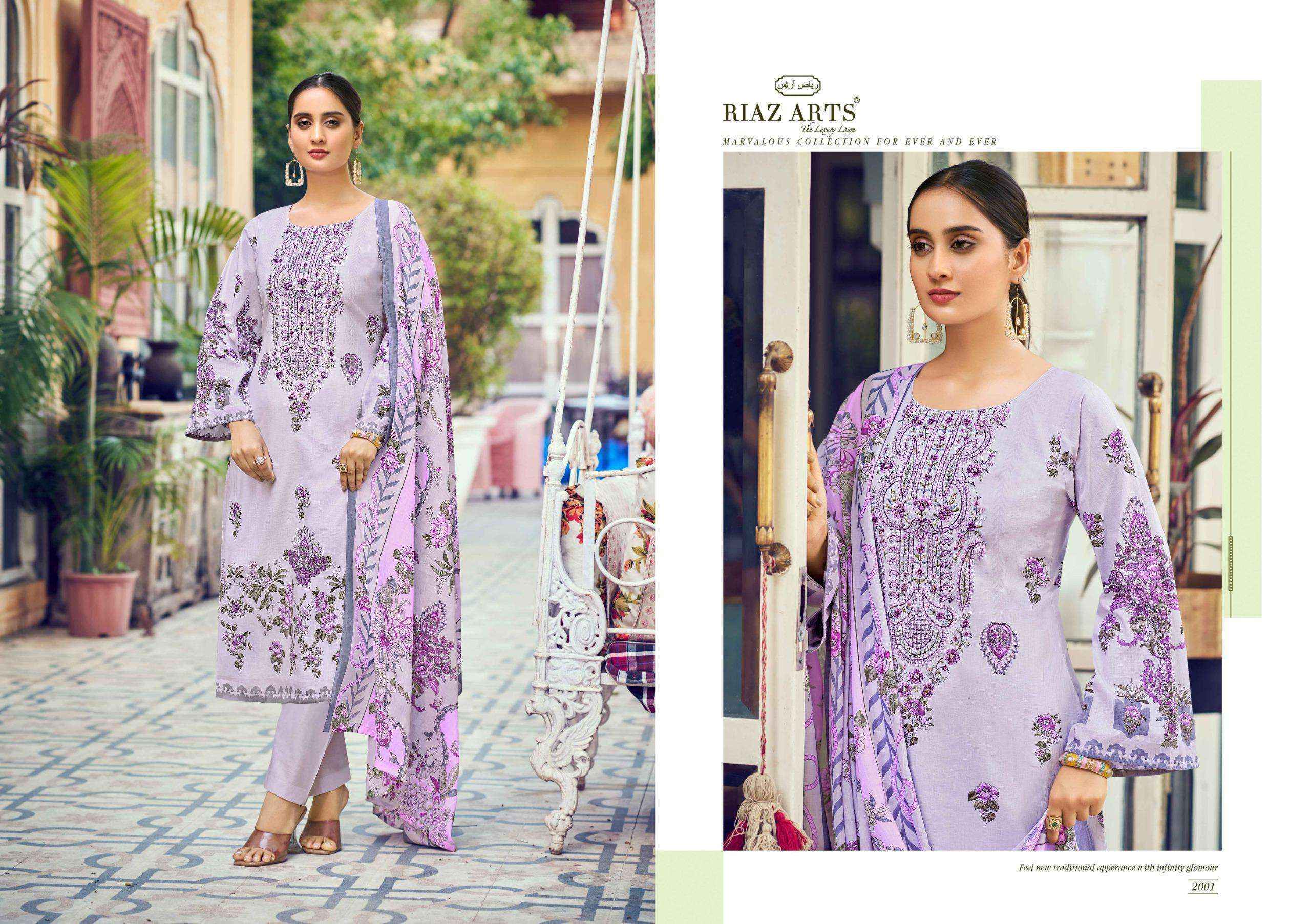 Riaz Arts Naksh Lawn Cotton Salwar Kameez Wholesale Rate ( 6 Pcs Catalog )