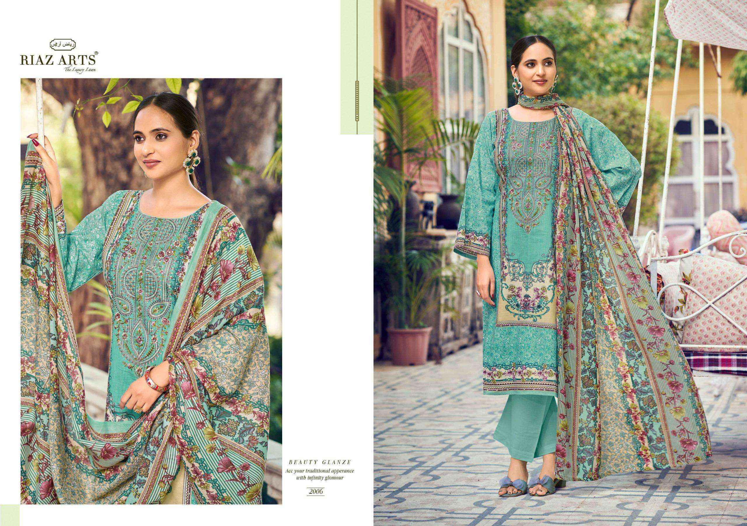 Riaz Arts Naksh Lawn Cotton Salwar Kameez Wholesale Rate ( 6 Pcs Catalog )