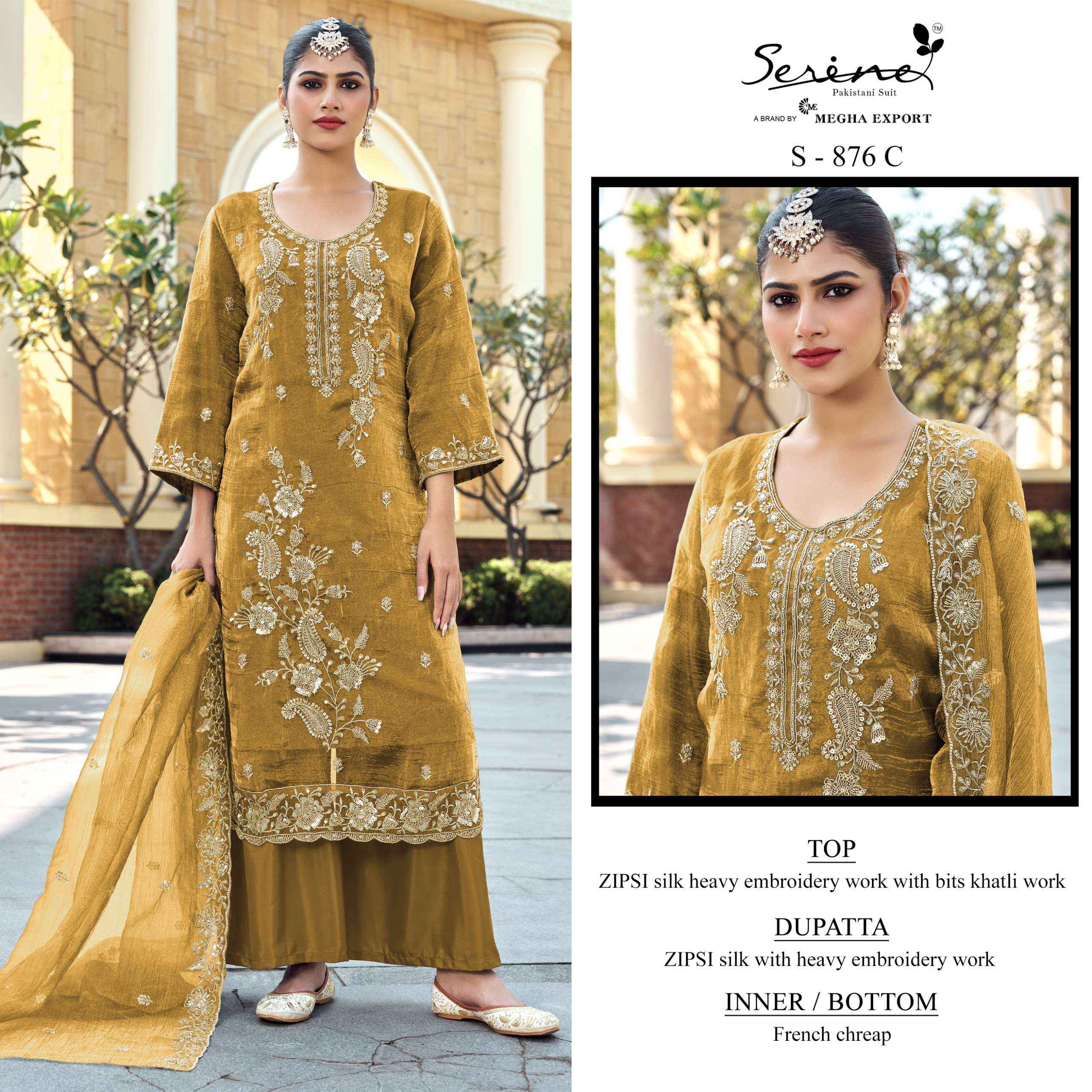 Serine S 876 Colors Pakistani Designer Suit Catalog Wholesale Price