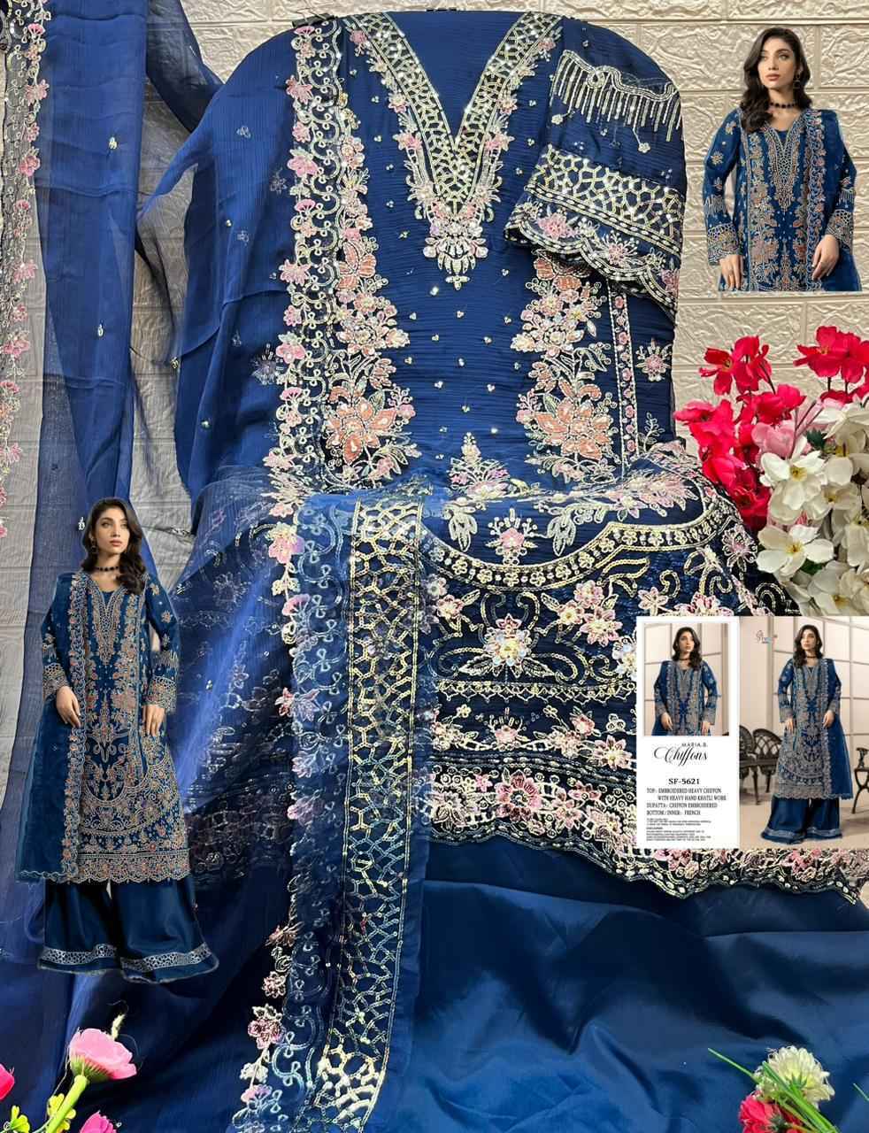 Shree Fabs D No SF 5621 Chiffon Salwar Kameez Wholesale Rate ( 4 Pcs Catalog )