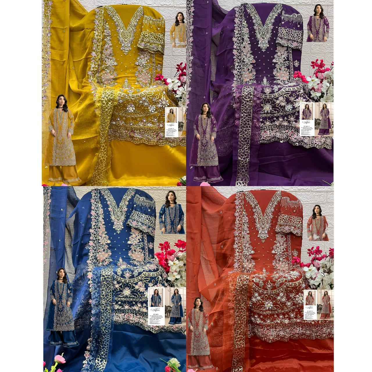 Shree Fabs D No SF 5621 Chiffon Salwar Kameez Wholesale Rate ( 4 Pcs Catalog )