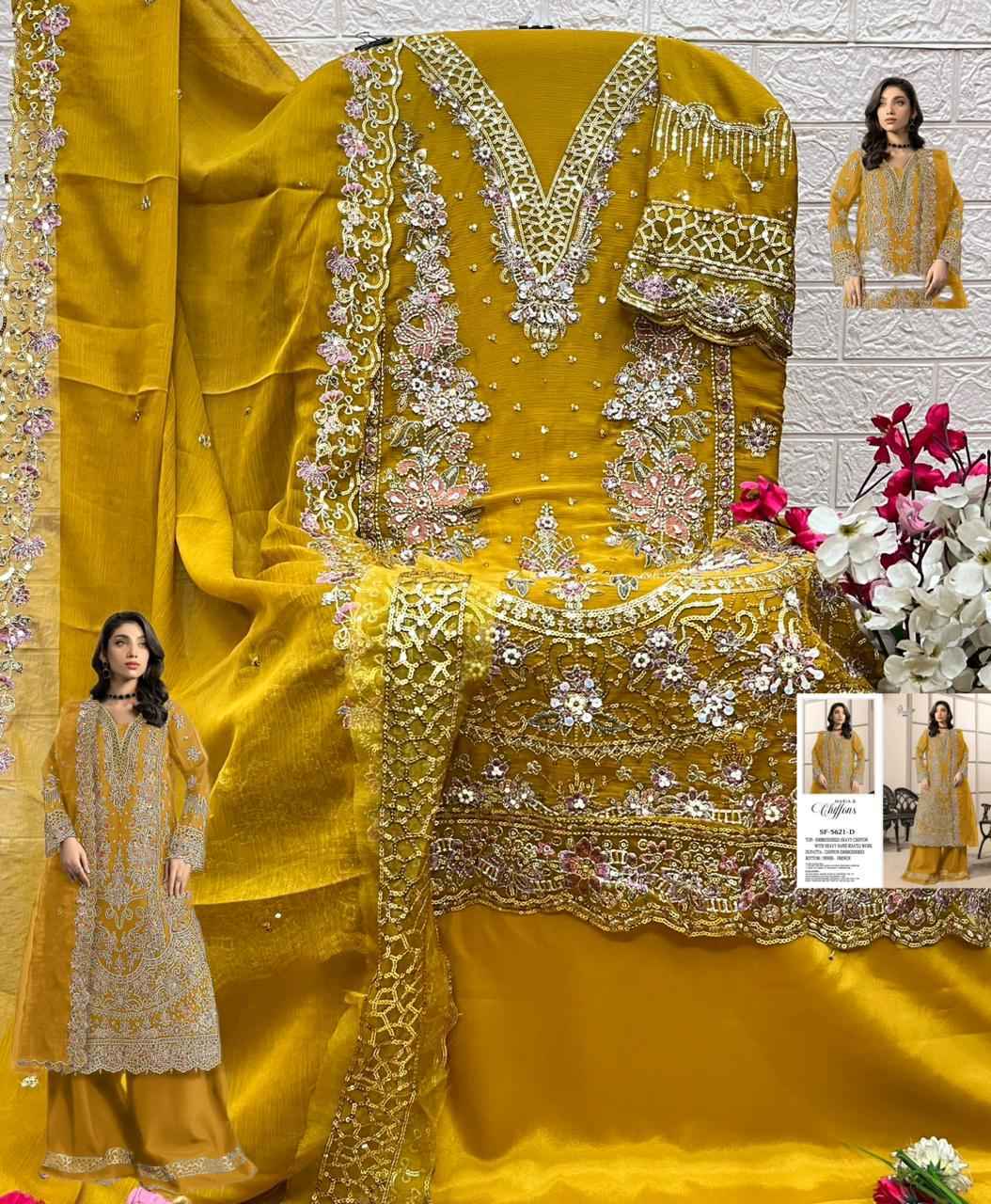 Shree Fabs D No SF 5621 Chiffon Salwar Kameez Wholesale Rate ( 4 Pcs Catalog )