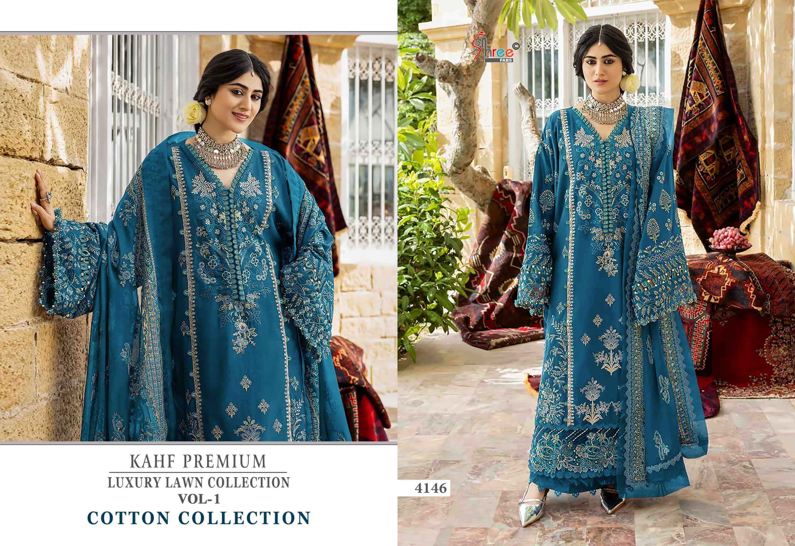 Shree Fabs Kahf Premium Luxury Lawn Collection Vol 1 Cotton Collection Pakistani Suit Wholesale Rate ( 5 Pcs Catalog )
