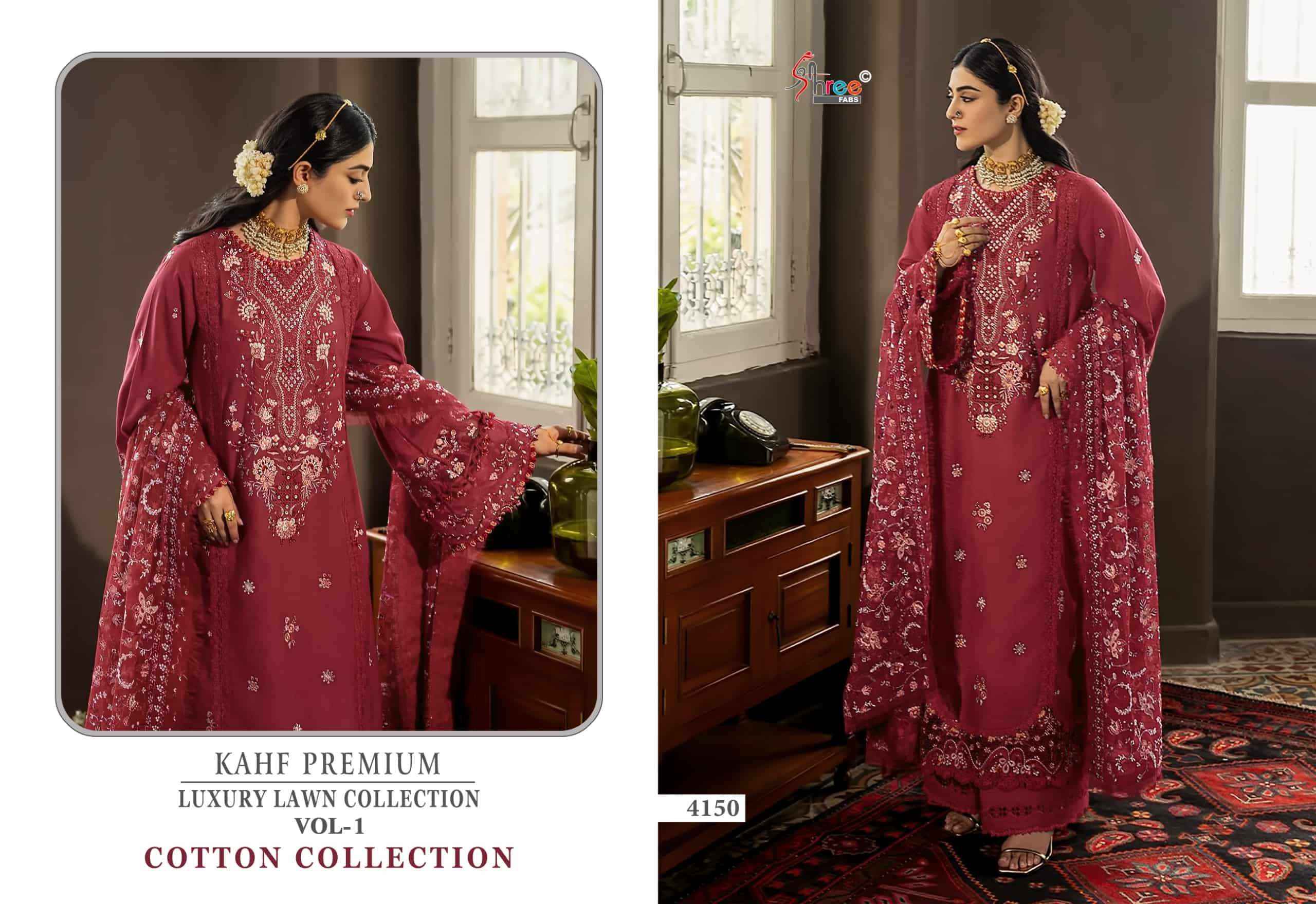 Shree Fabs Kahf Premium Luxury Lawn Collection Vol 1 Cotton Collection Pakistani Suit Wholesale Rate ( 5 Pcs Catalog )