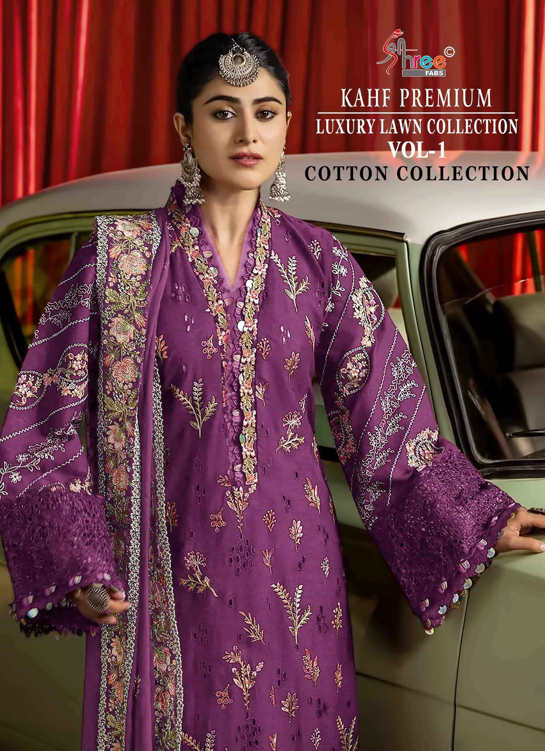 Shree Fabs Kahf Premium Luxury Lawn Collection Vol 1 Cotton Collection Pakistani Suit Wholesale Rate ( 5 Pcs Catalog )