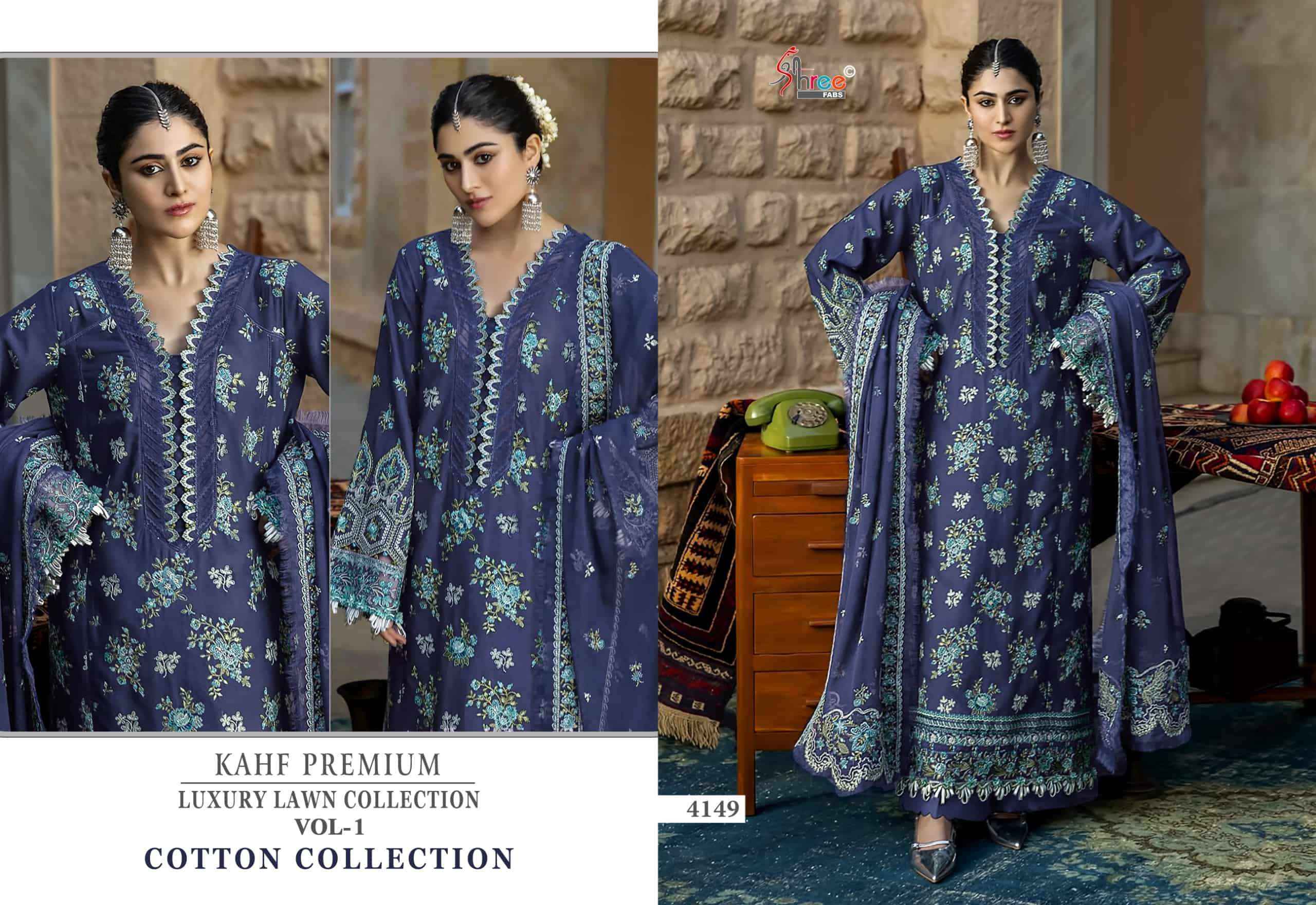 Shree Fabs Kahf Premium Luxury Lawn Collection Vol 1 Cotton Collection Pakistani Suit Wholesale Rate ( 5 Pcs Catalog )