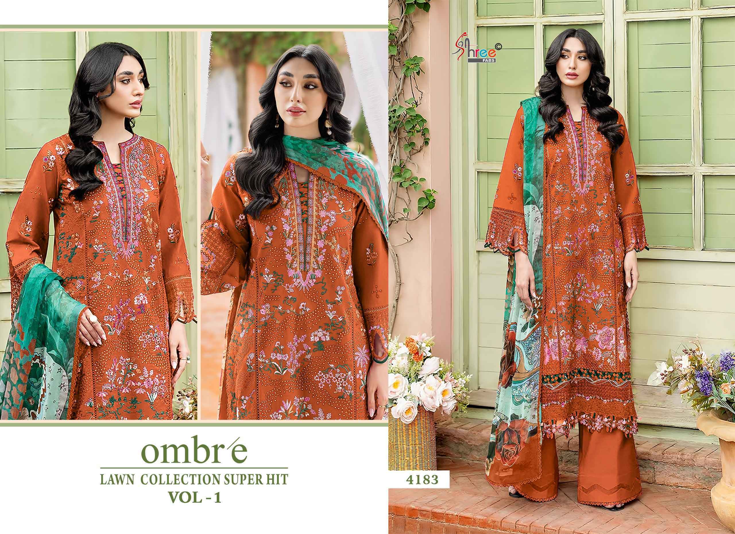 Shree Fabs Ombre Lawn Collection Super Hit Vol 1 Cotton Salwar Kameez Wholesale Rate ( 6 Pcs Catalog )