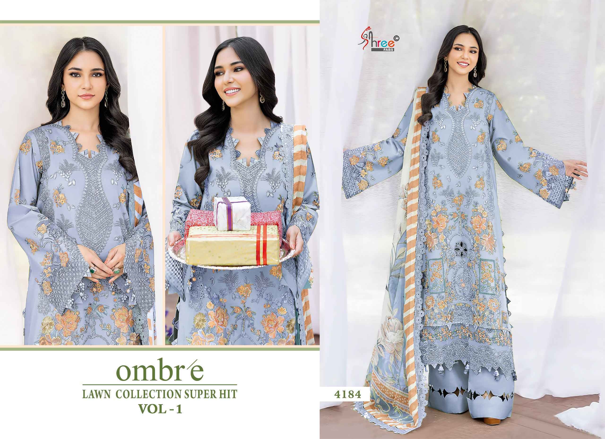 Shree Fabs Ombre Lawn Collection Super Hit Vol 1 Cotton Salwar Kameez Wholesale Rate ( 6 Pcs Catalog )