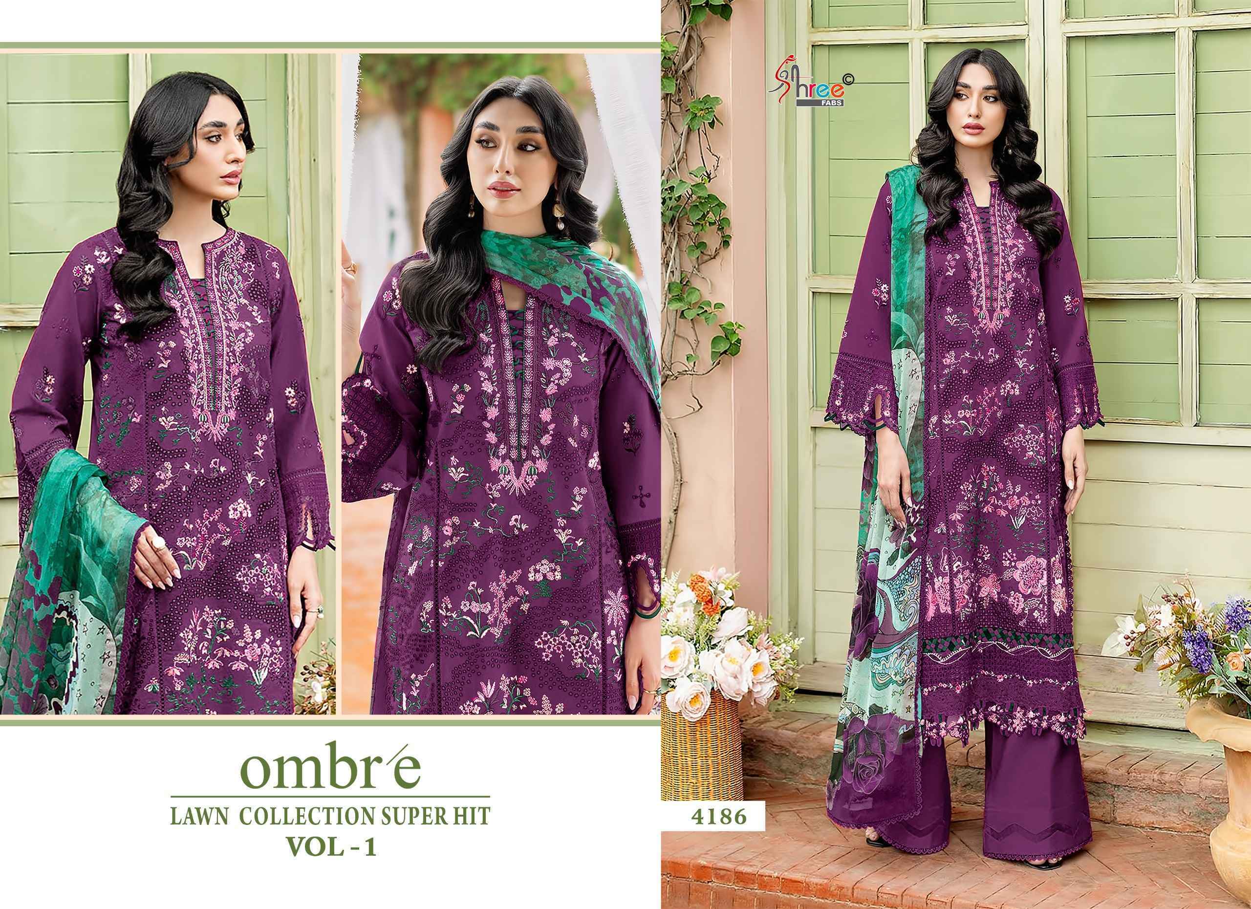 Shree Fabs Ombre Lawn Collection Super Hit Vol 1 Cotton Salwar Kameez Wholesale Rate ( 6 Pcs Catalog )