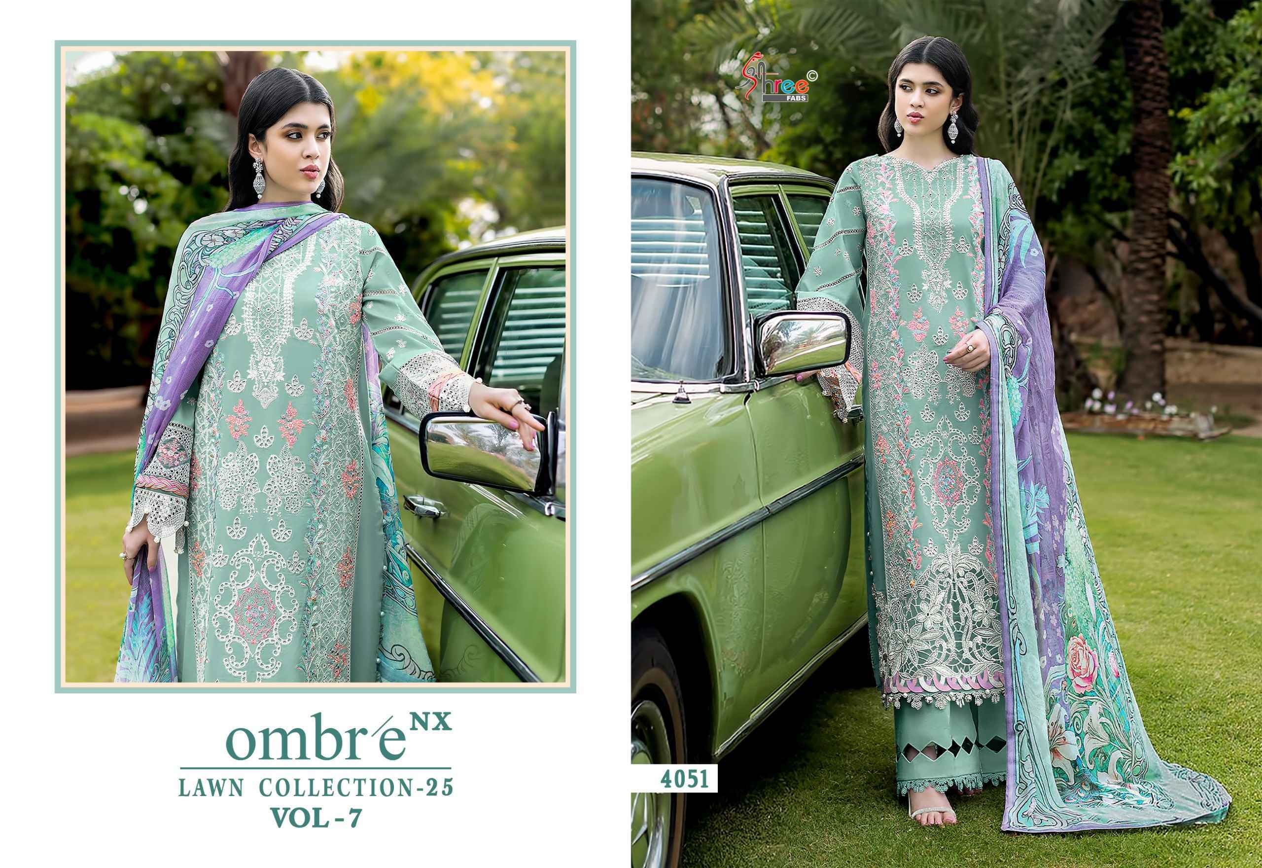 Shree Fabs Ombre Nx Lawn Collection 25 Vol 7 Cotton Dress Material ( 5 pcs Catalogue )