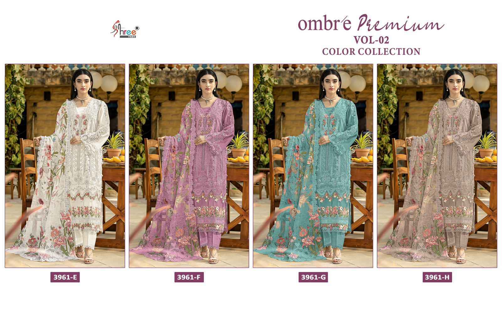 Shree Fabs Ombre Premium Vol 2 Colour Collection 3961 Cotton Dress Material ( 4 pcs Catalogue )