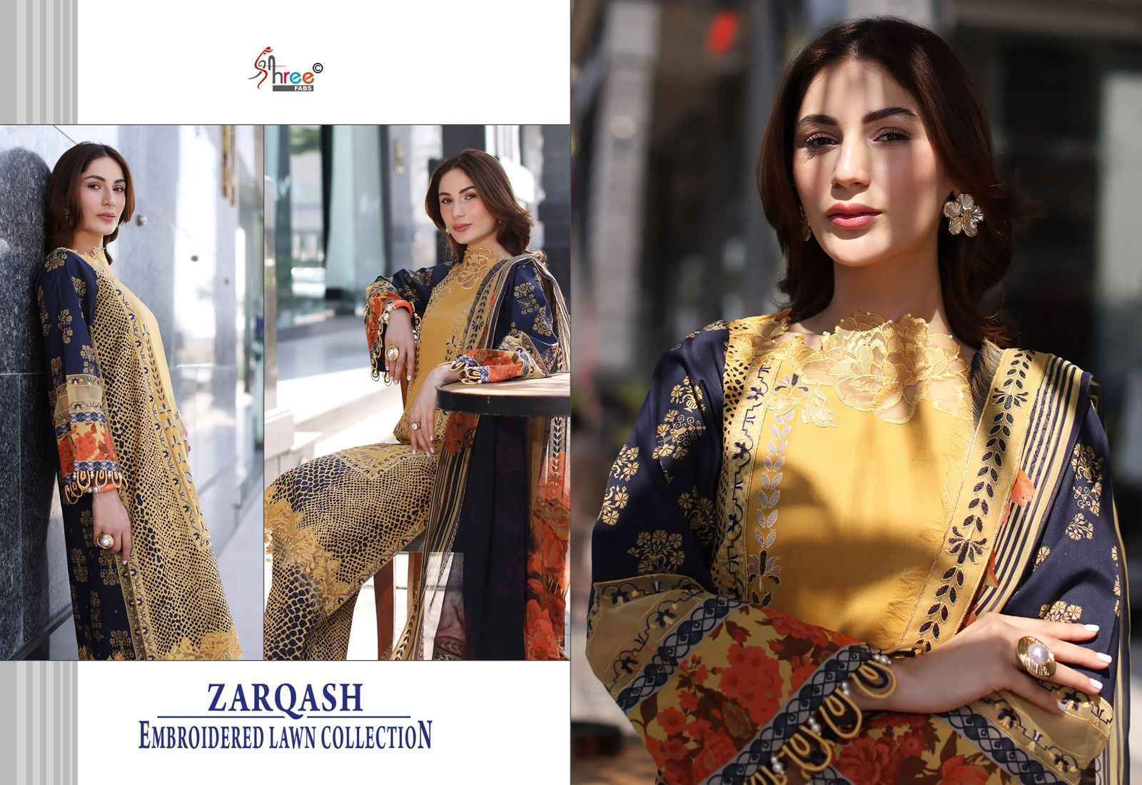 Shree Fabs Zarqash Embroidered Lawn Collection Cotton Dress Material ( 6 pcs Catalogue )
