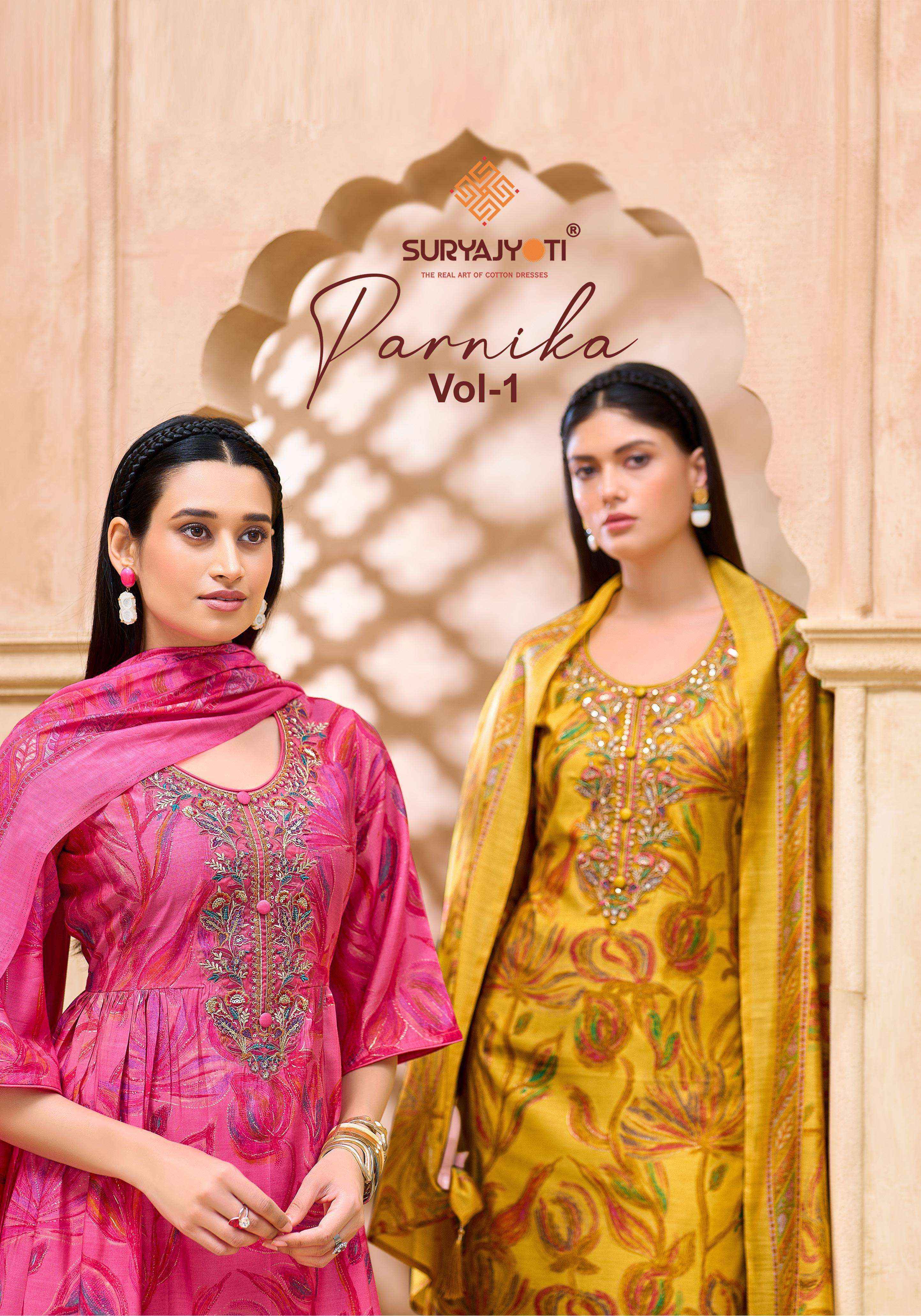 Suryajyoti Parnika Vol 1 Modal Silk Salwar Kameez Wholesale Rate ( 6 Pcs Catalog )