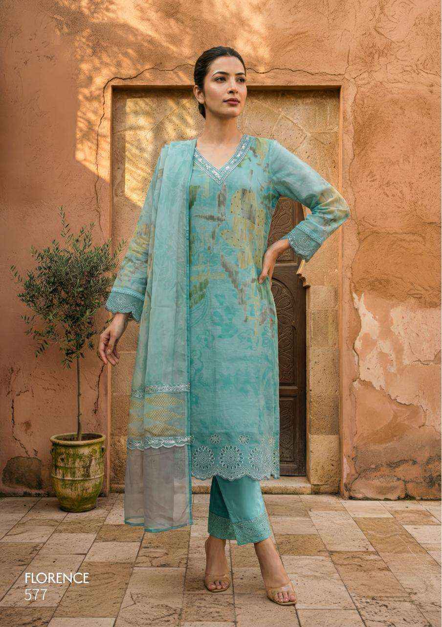 T And M Designer Florence Digital Printed Organdy Salwar Kameez Wholesale Rate ( 6 Pcs Catalog )
