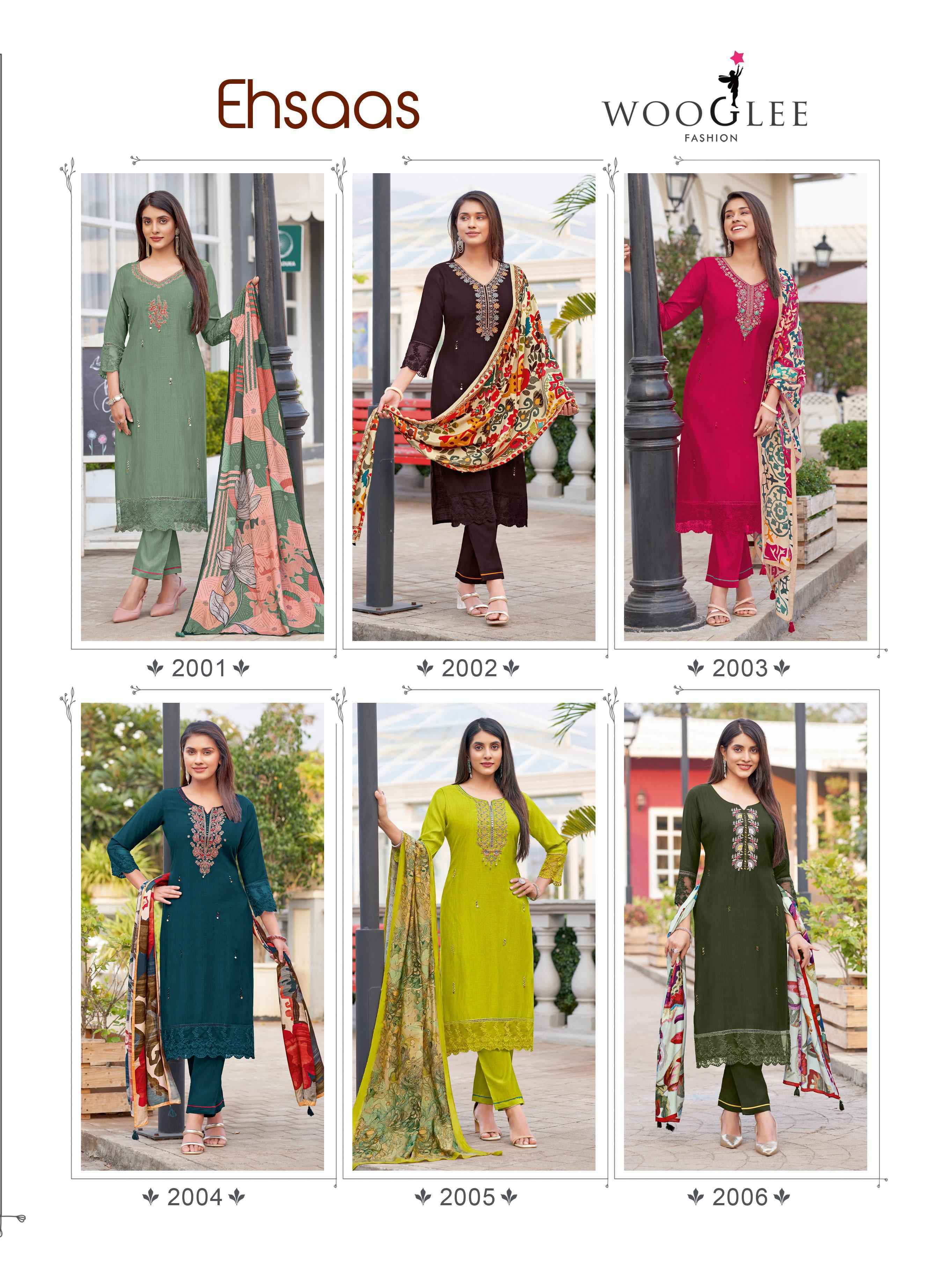 Wooglee Ehsaas Viscose Kurti Combo Ste Wholesale Rate ( 6 Pcs Catalog )