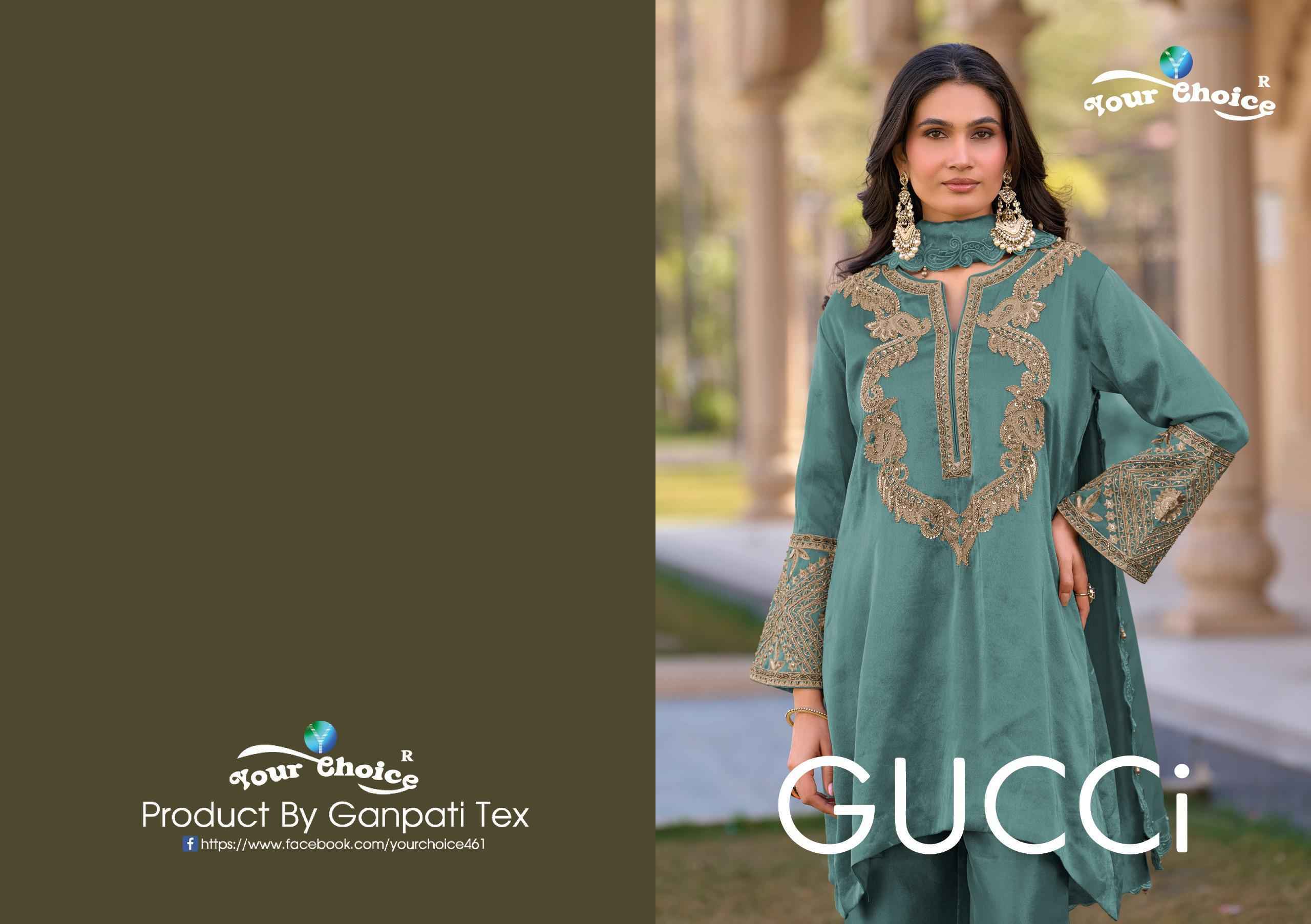 Your Choice Gucci Readymade Hiraniya Silk Dress Wholesale Rate ( 4 Pcs Catalog )