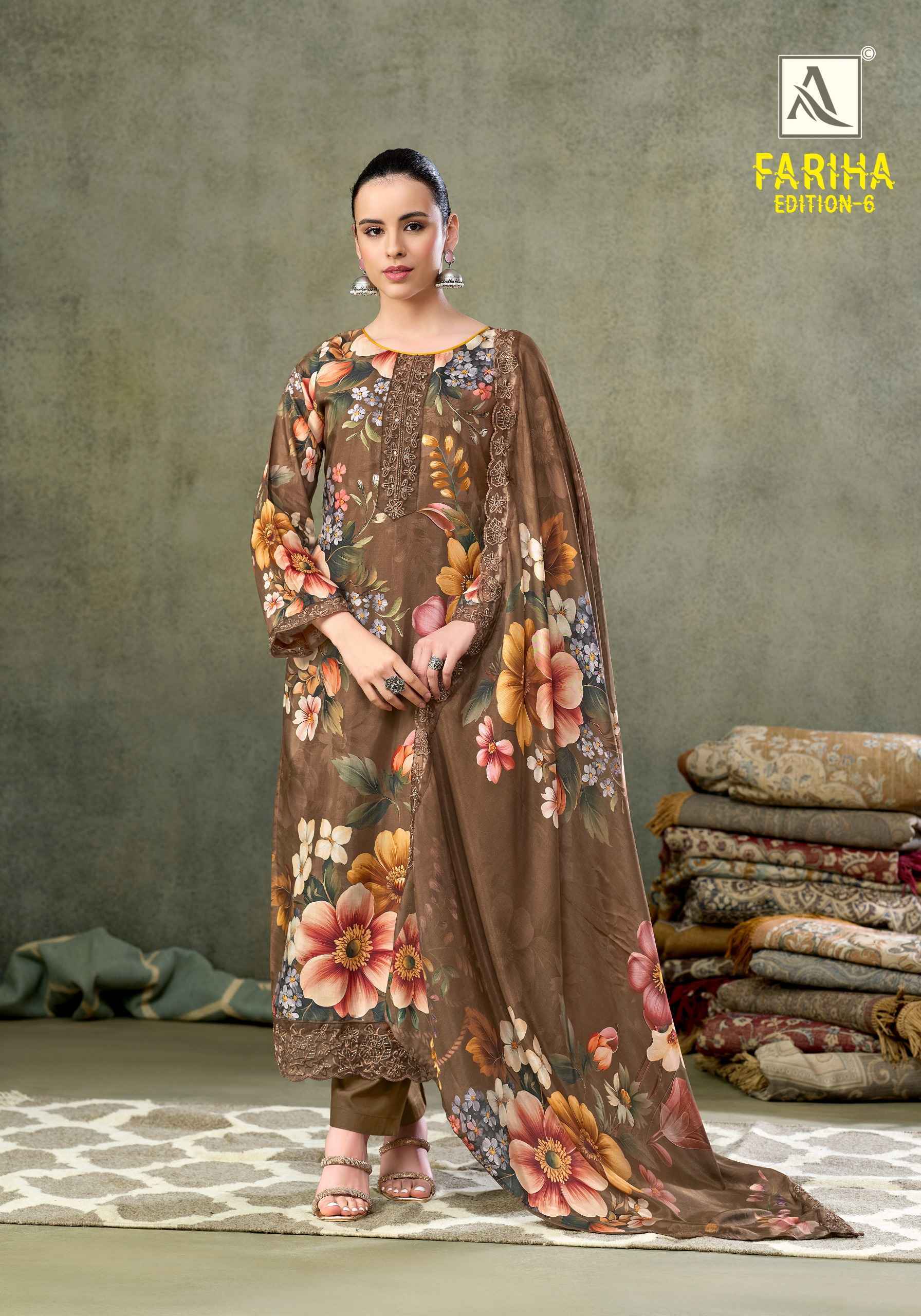 Alok Fariha Edition 6 Muslin Salwar Kameez Wholesale Rate ( 8 Pcs Catalog )