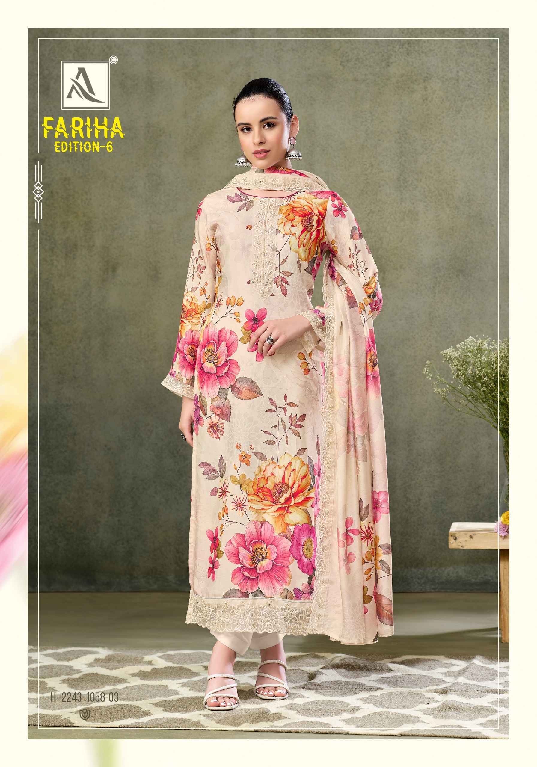 Alok Fariha Edition 6 Muslin Salwar Kameez Wholesale Rate ( 8 Pcs Catalog )