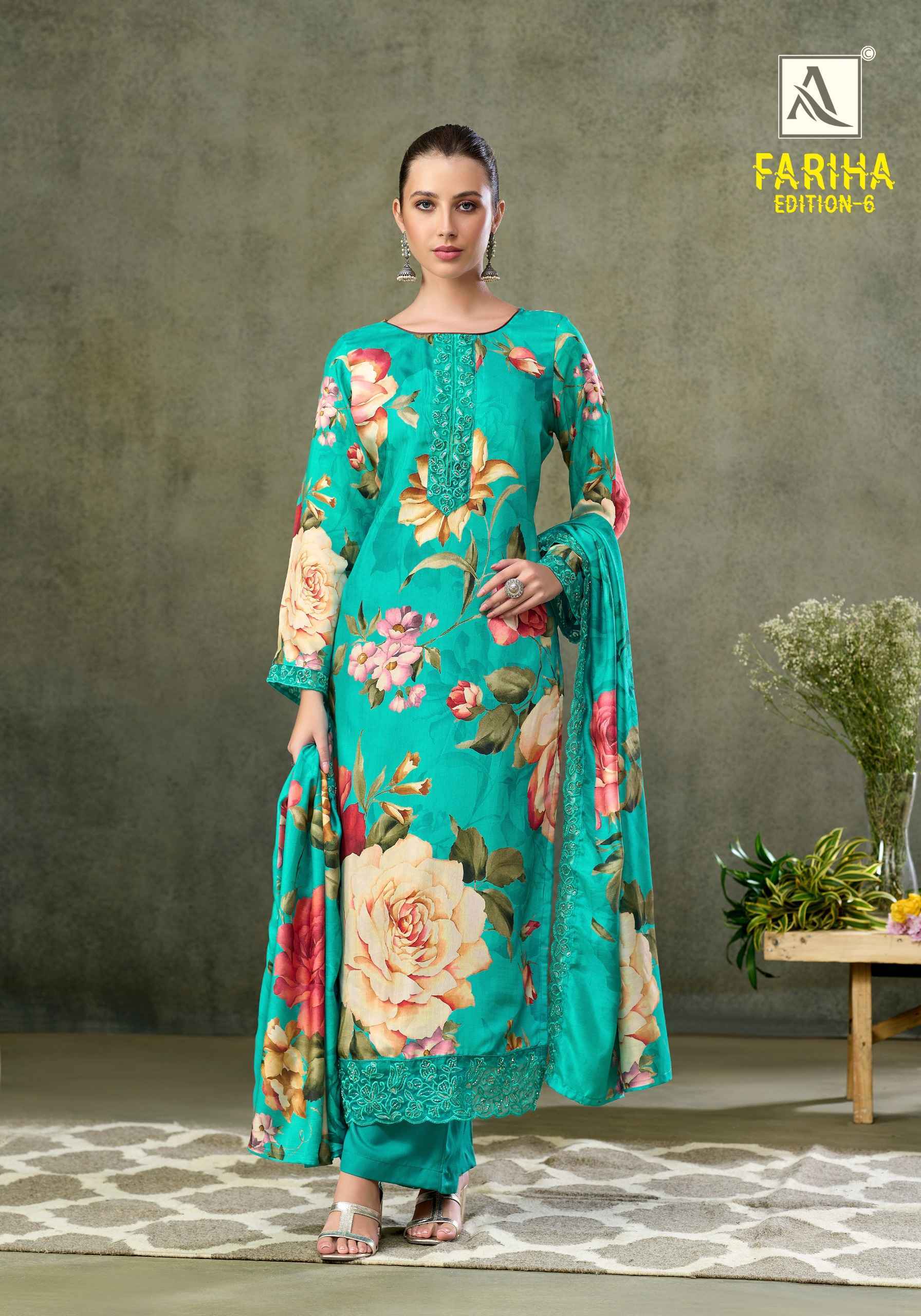 Alok Fariha Edition 6 Muslin Salwar Kameez Wholesale Rate ( 8 Pcs Catalog )