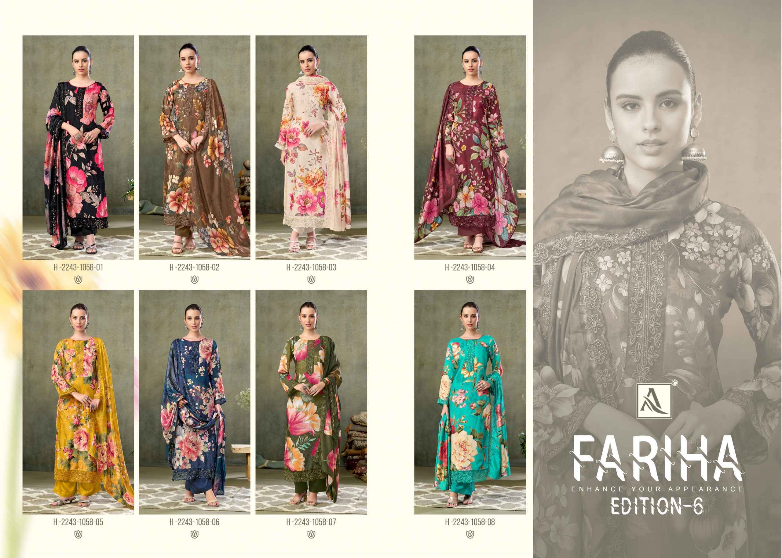 Alok Fariha Edition 6 Muslin Salwar Kameez Wholesale Rate ( 8 Pcs Catalog )