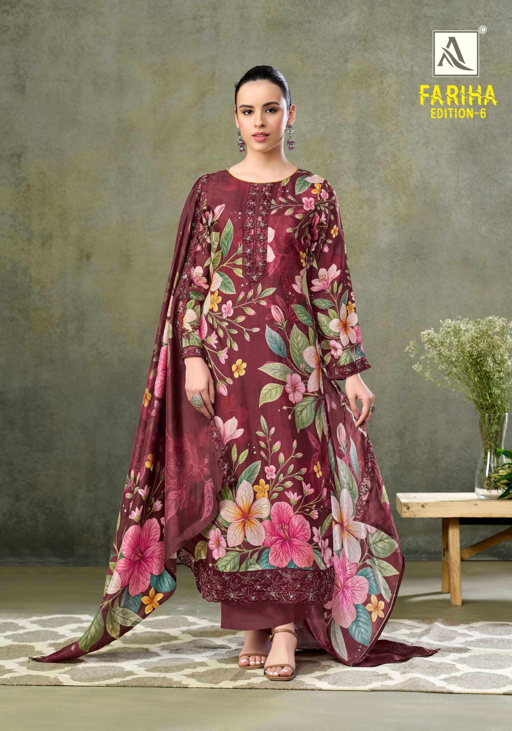 Alok Fariha Edition 6 Muslin Salwar Kameez Wholesale Rate ( 8 Pcs Catalog )