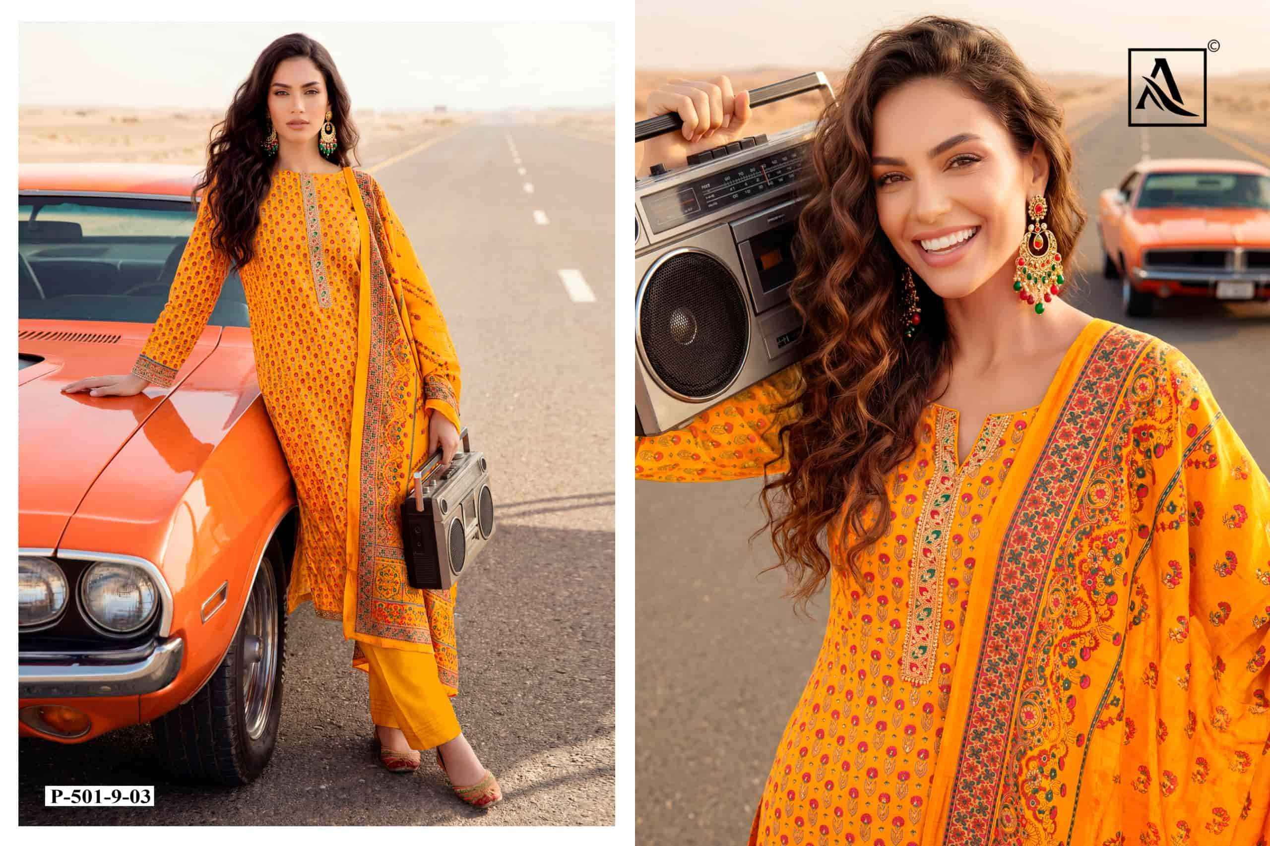 Alok Suit Ivory Fancy Ladies Salwar Kameez Wholesale Rate ( 6 Pcs Catalog )