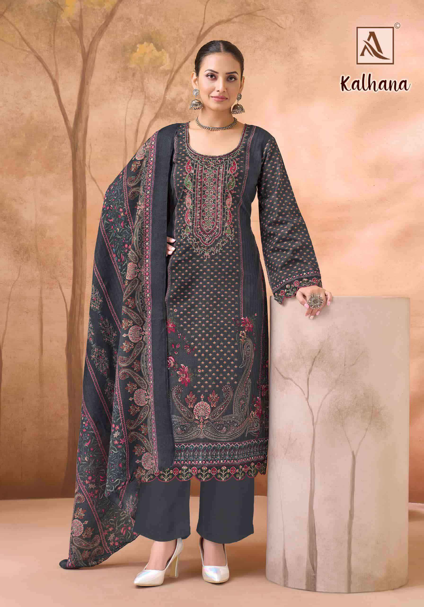 Alok Suit Kalhana Pure Cotton Fancy Salwar Kameez Wholesale Rate ( 6 Pcs Catalog )