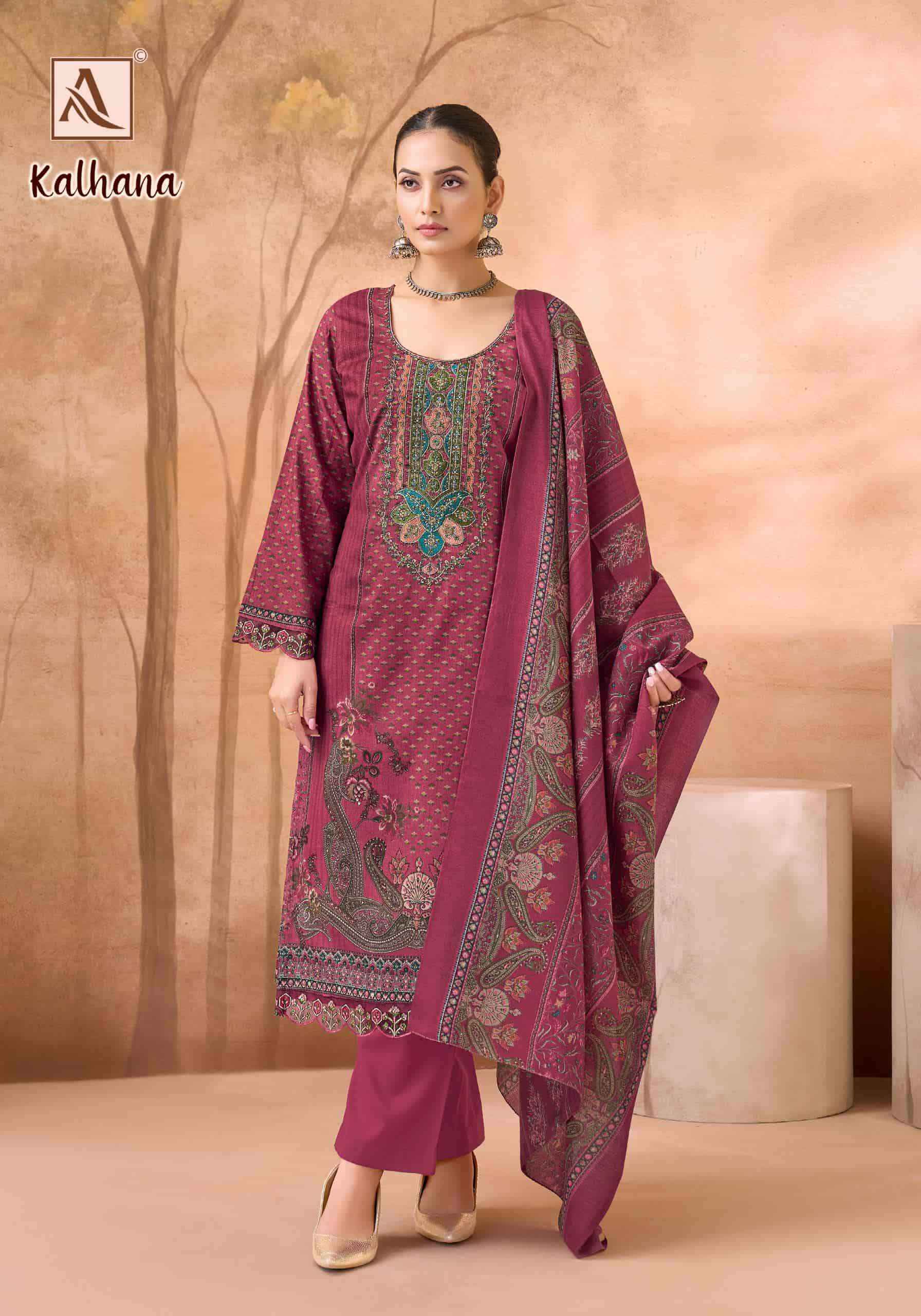 Alok Suit Kalhana Pure Cotton Fancy Salwar Kameez Wholesale Rate ( 6 Pcs Catalog )