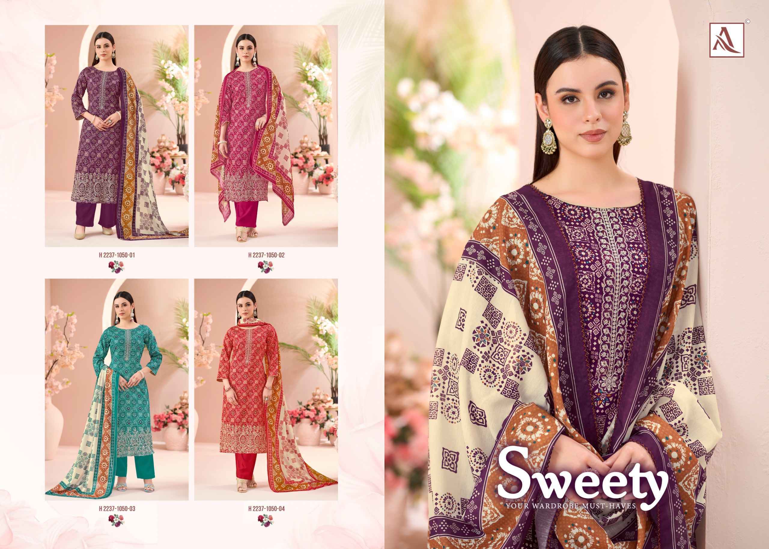 Alok Sweety Zam Cotton Salwar Kameez Wholesale Rate ( 4 Pcs Catalog )