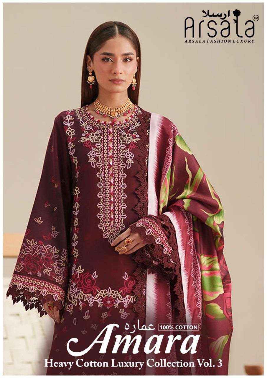 ARSALA FASHION LUXURY AMARA HEAVY COTTON LUXURY COLLECTION VOL 3 PAKISTANI SUITS ( 6 PCS CATALOGUE )