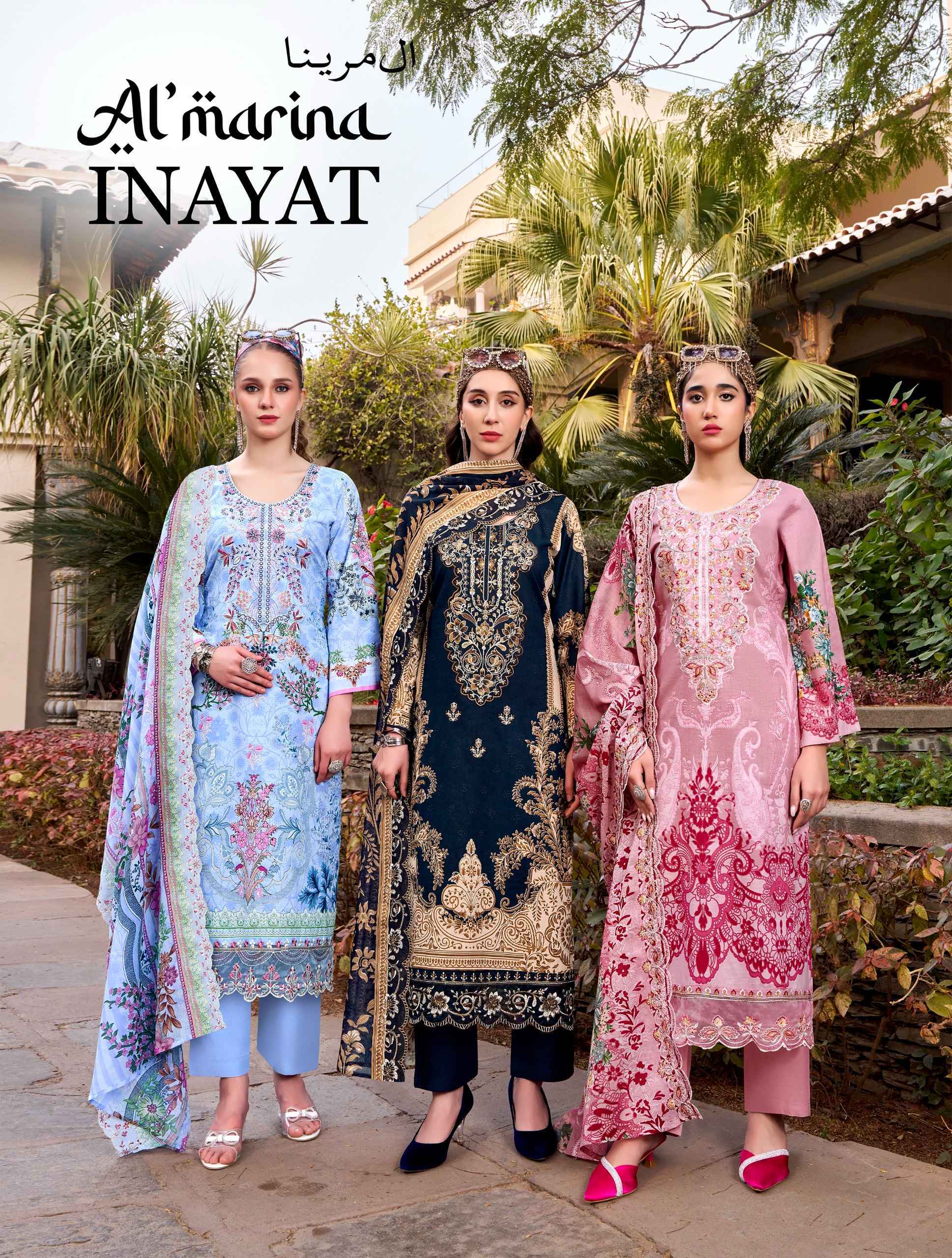 Belliza Designer Al Marina Inayat Cotton Dress Material Wholesale Price ( 8 pcs Catalogue )