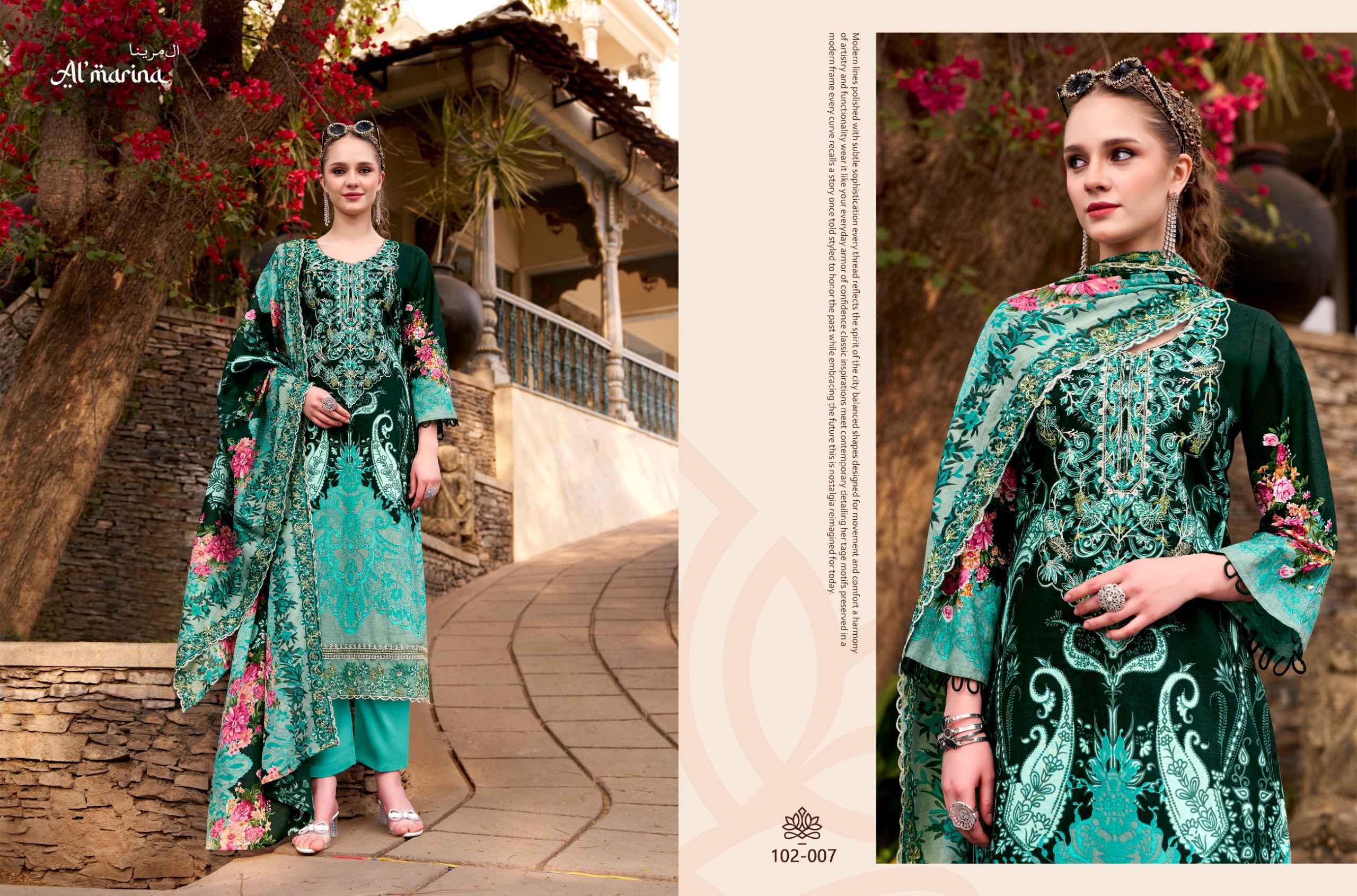 Belliza Designer Al Marina Inayat Cotton Dress Material Wholesale Price ( 8 pcs Catalogue )