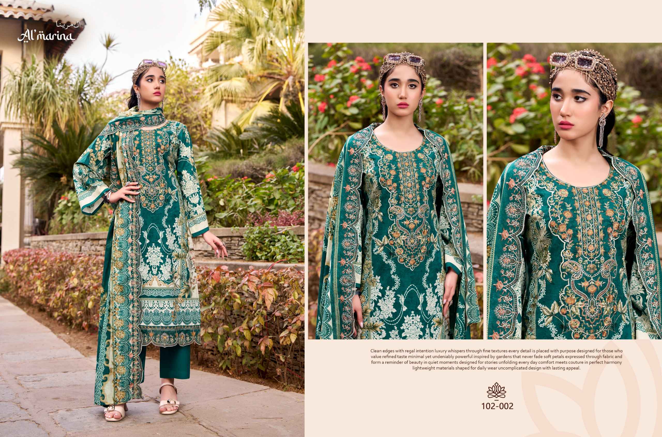 Belliza Designer Al Marina Inayat Cotton Dress Material Wholesale Price ( 8 pcs Catalogue )
