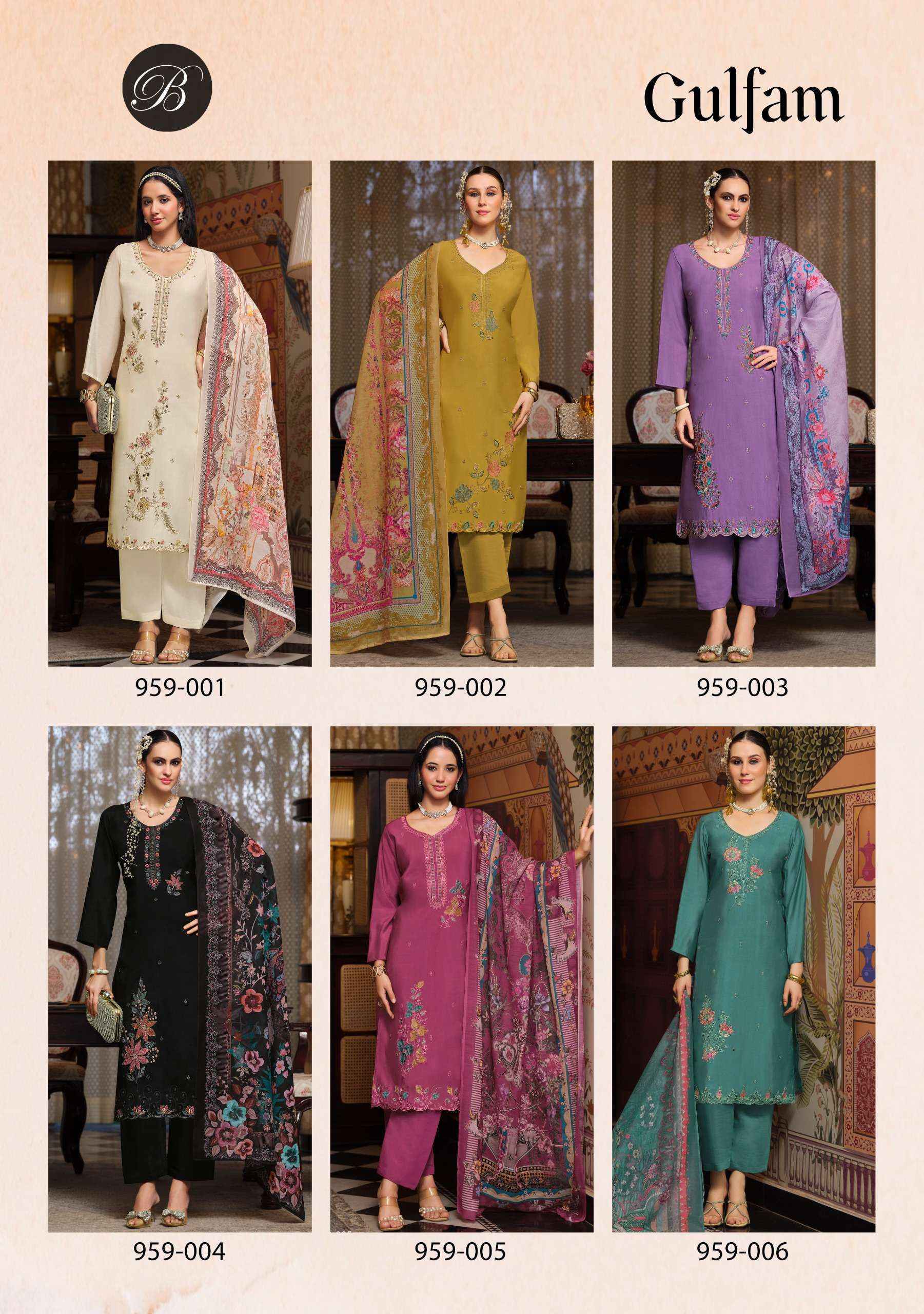 Belliza Designer Gulfam Muslin Dress Material Wholesale Online Price ( 6 pcs Catalogue )