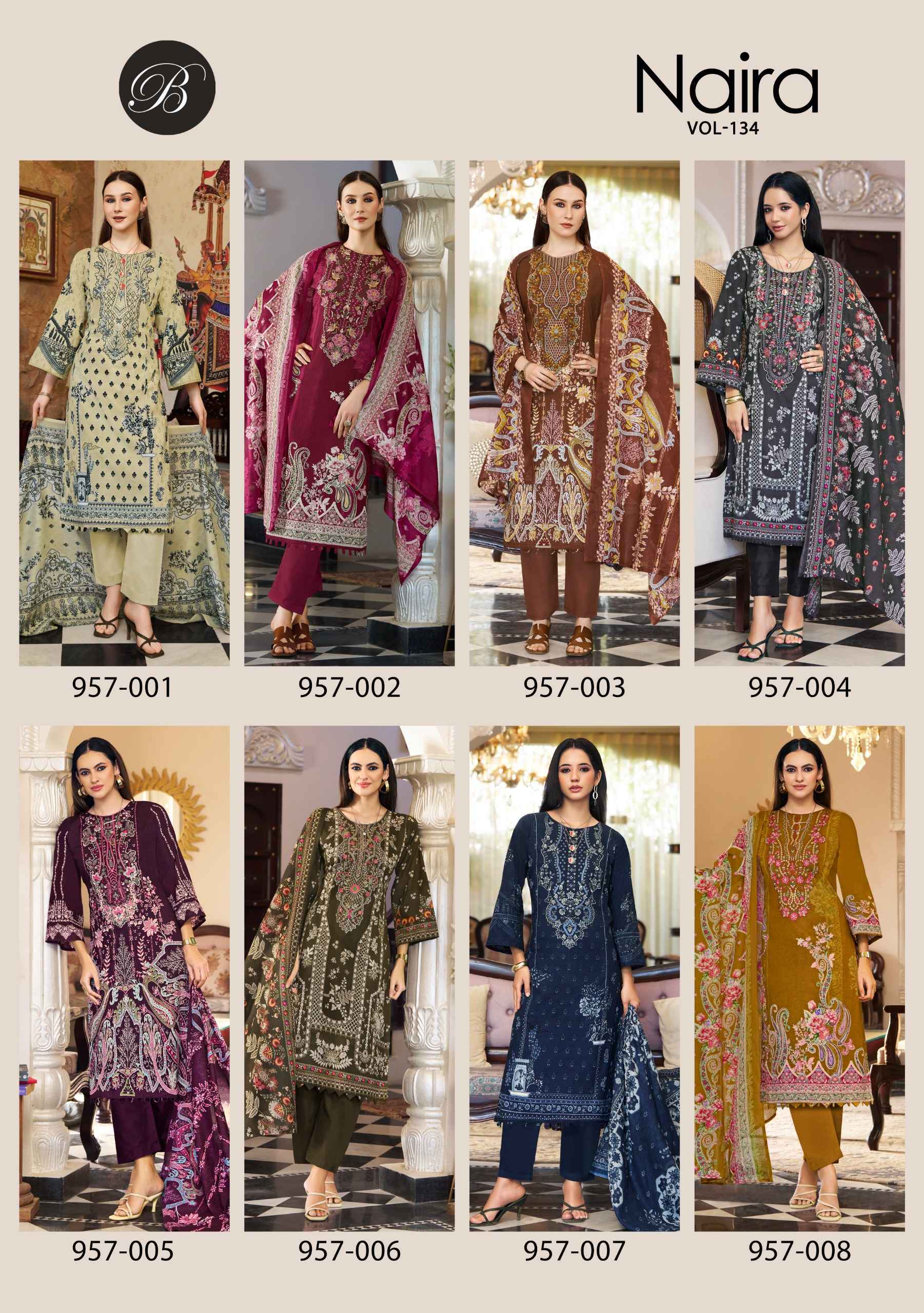 Belliza Naira Vol 134 Cotton Salwar Kameez Wholesale Rate ( 8 Pcs Catalog )